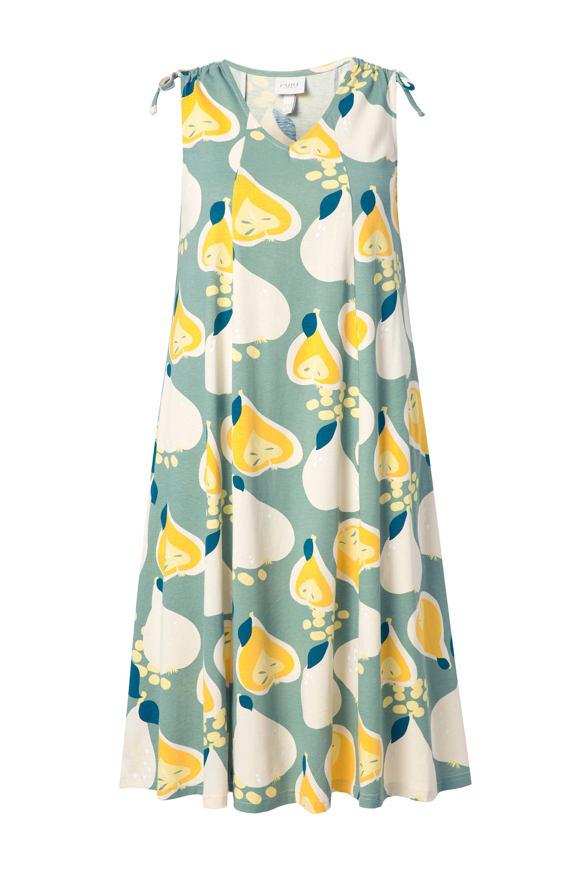 Jerseykleid Midikleid Birnen V-Ausschnitt ärmellos