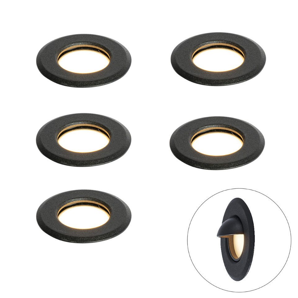 Qazqa LED Einbaustrahler Linsey, LED fest integriert, Extra-Warmweiß, QAZQA Außen Einbau­leuchte, integrated, Schwarz, Kunststoff, Modern