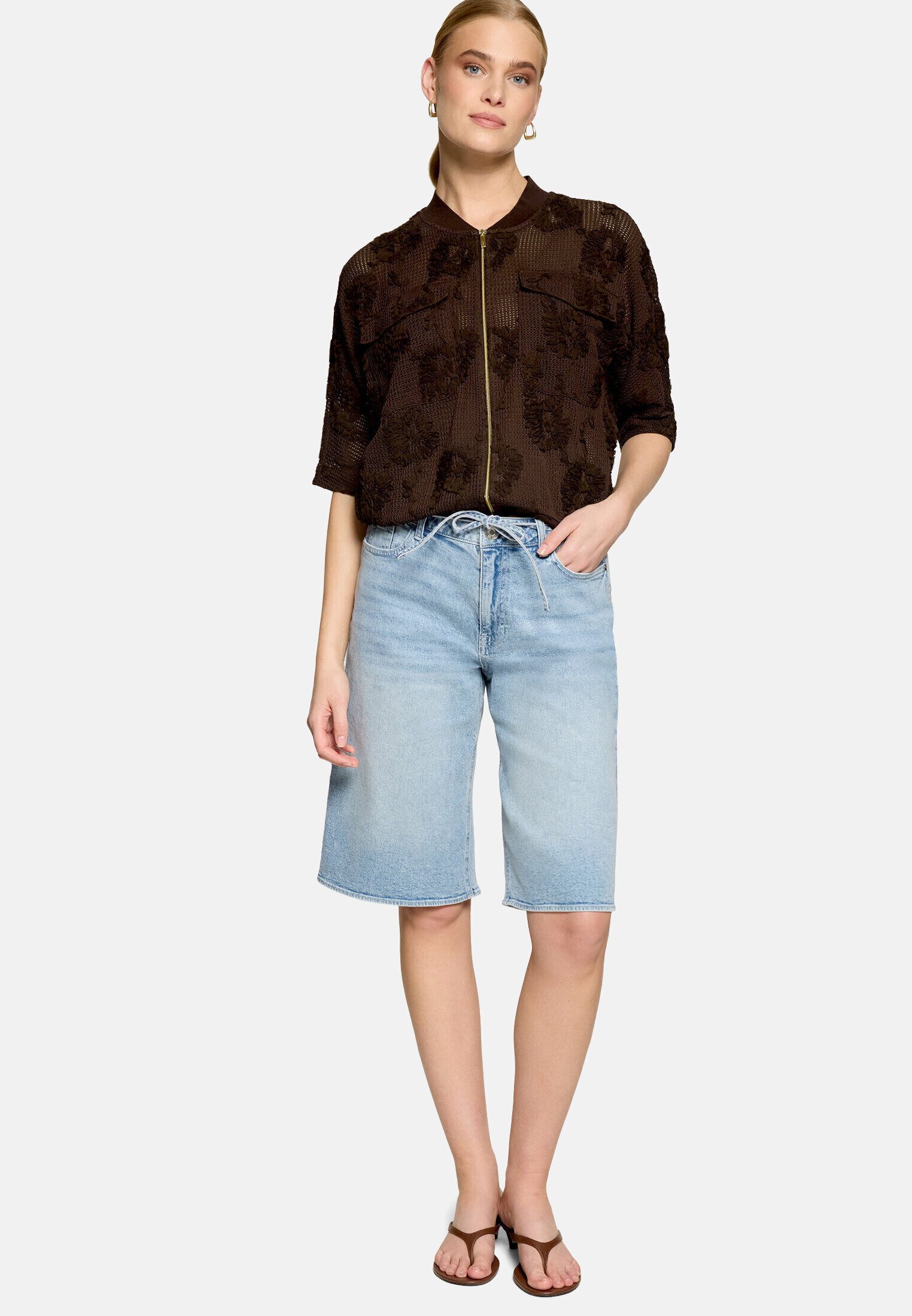 Zero Jackenblazer Damen mit Fledermausärmeln Stickerei