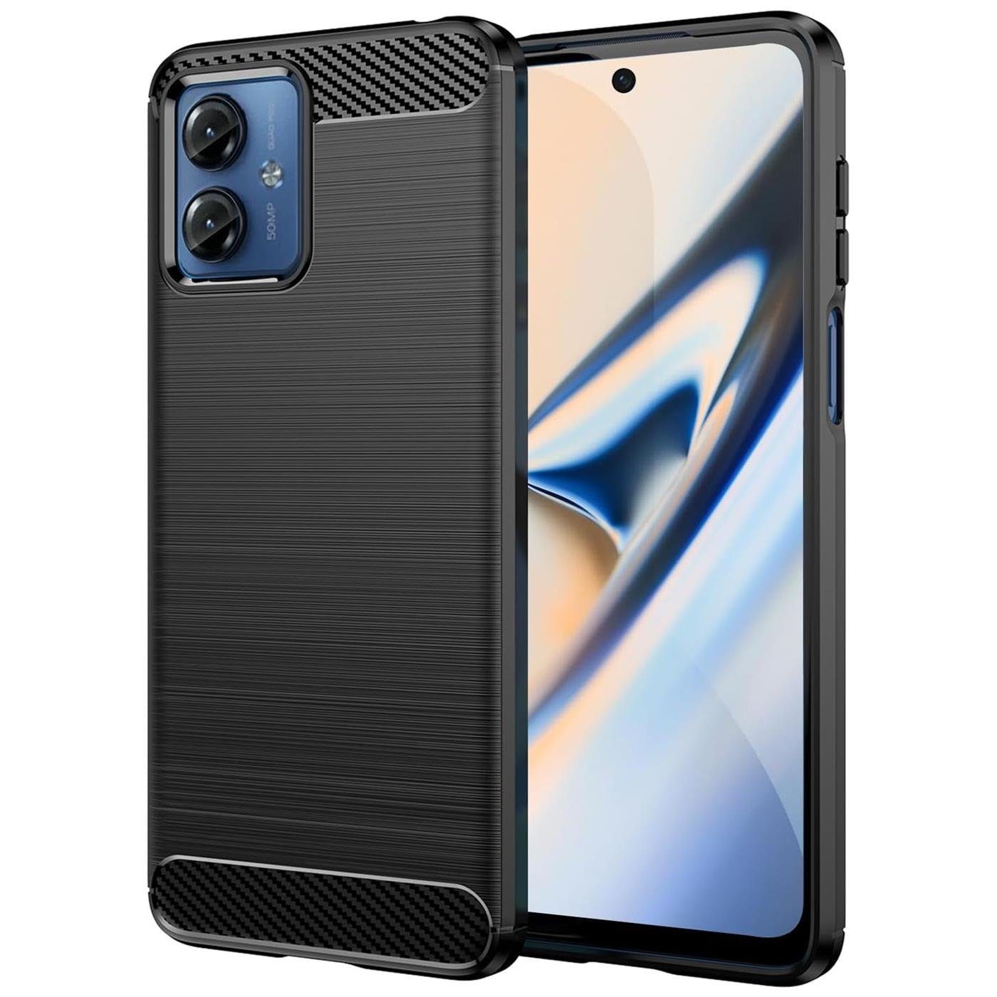 CoolGadget Handyhülle Carbon Handy Hülle für Motorola Moto G14 6,5 Zoll, robuste Telefonhülle Case Schutzhülle für Motorola G14 Hülle