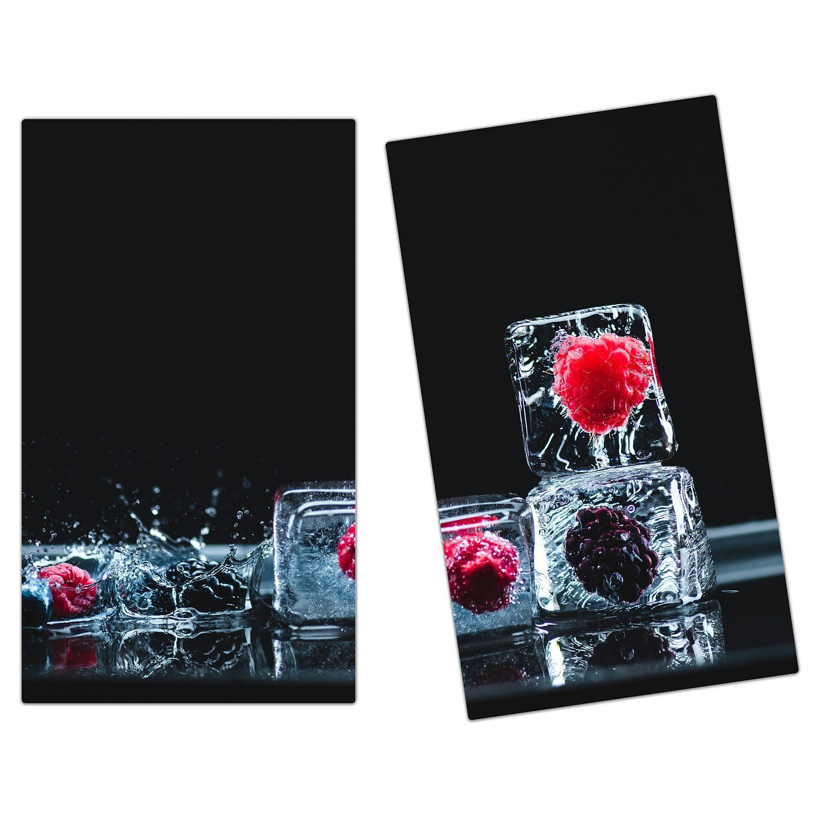 tlg) Spritzschutz Glas Glas, Beeren Eiswürfel, Herd-Abdeckplatte Primedeco in (2 Herdabdeckplatte aus