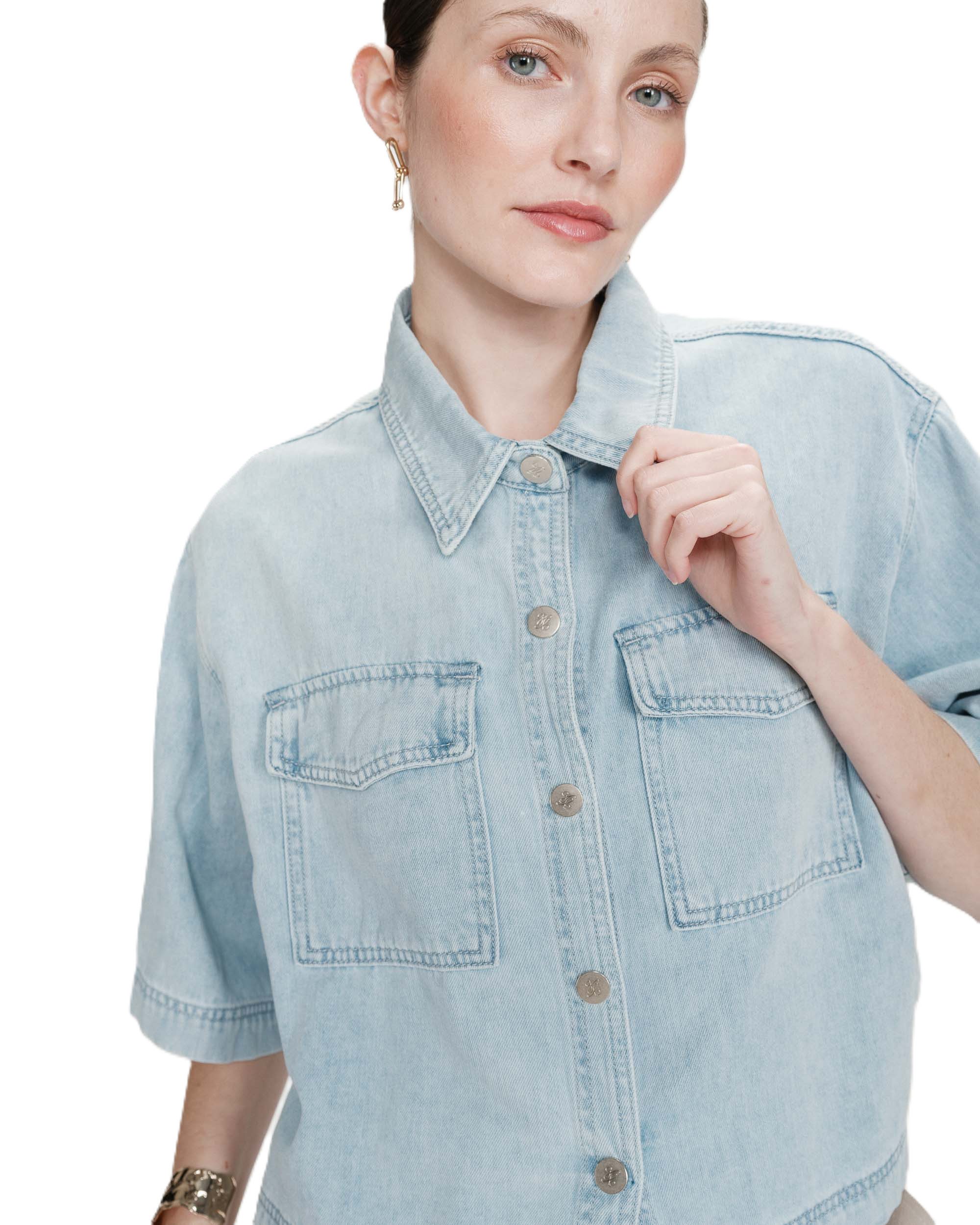 Grace & Mila Jeansbluse JEANS BLUSE OVERSIZE VITA - Kurzarmbluse - Damenbluse