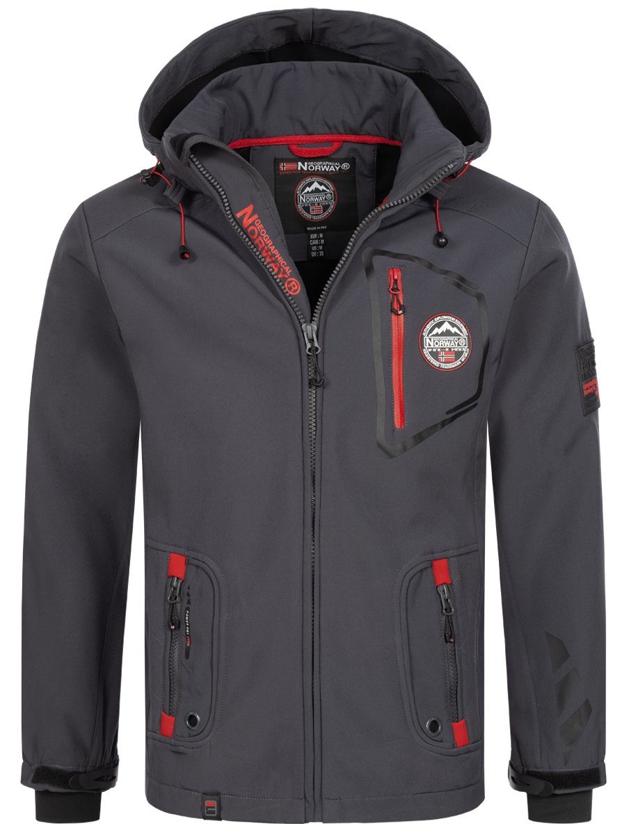 Geographical Norway Softshelljacke Herbst Winter Jacke Softshell Jacke Outdoor Regen Übergangs Jacke Dunkel grau