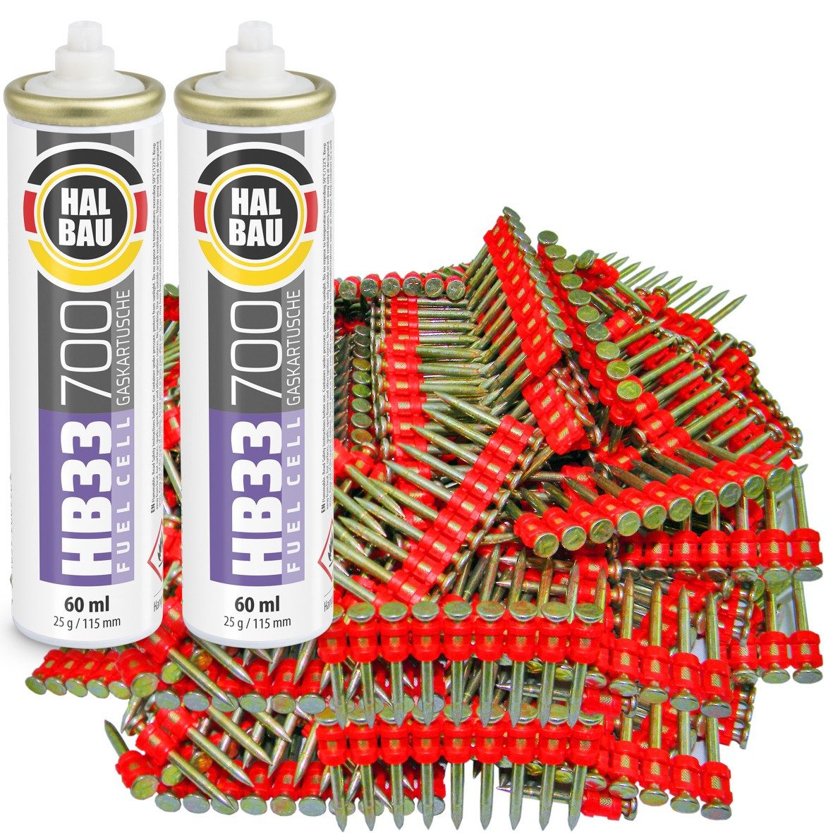 ConToo Nagel Gaskartusche HB33 x 2 St. + Betonnägel 32mm 2000 St