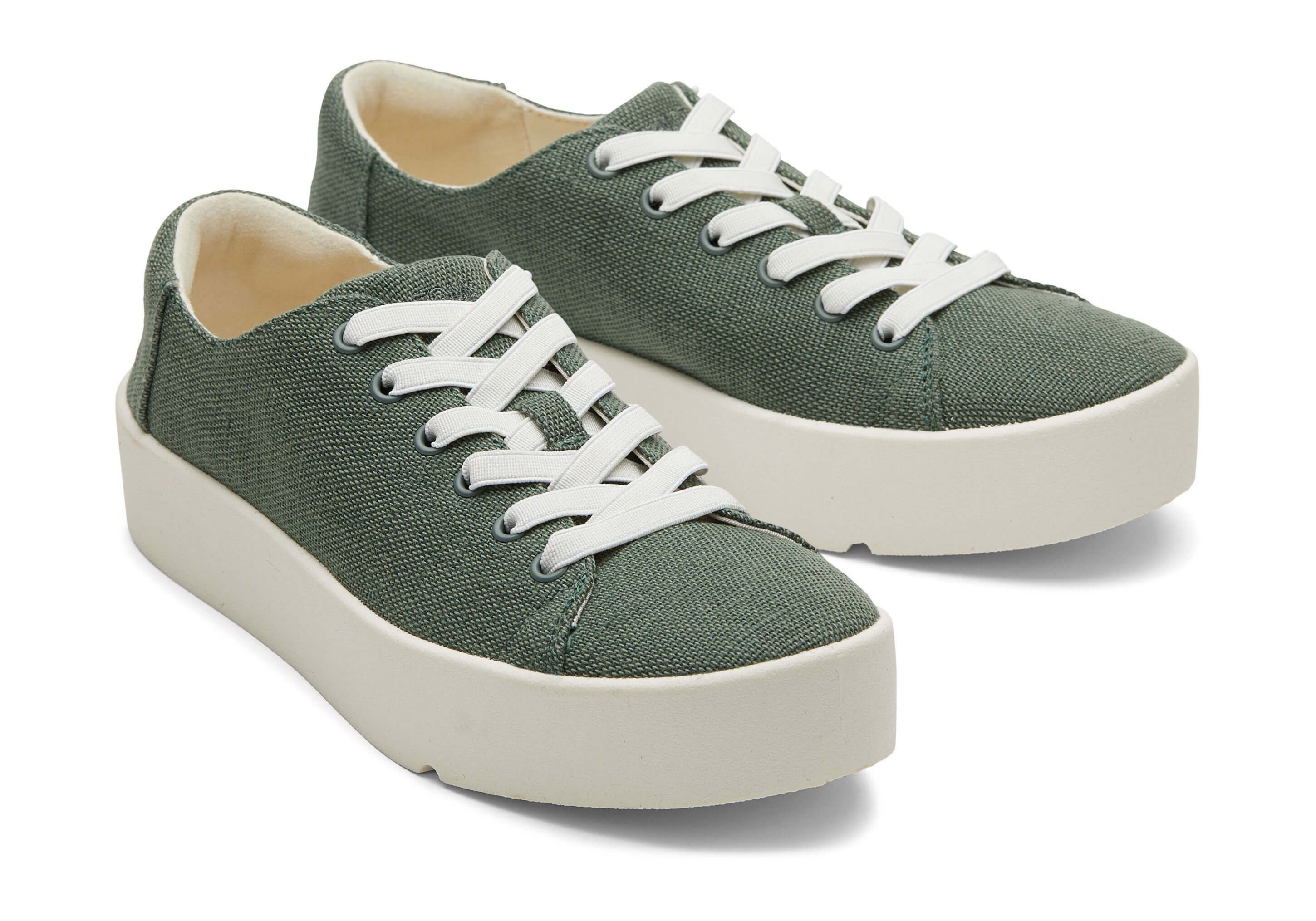 TOMS Verona Lace Up Pastellblau gewaschener Denim/Fray Plateausneaker