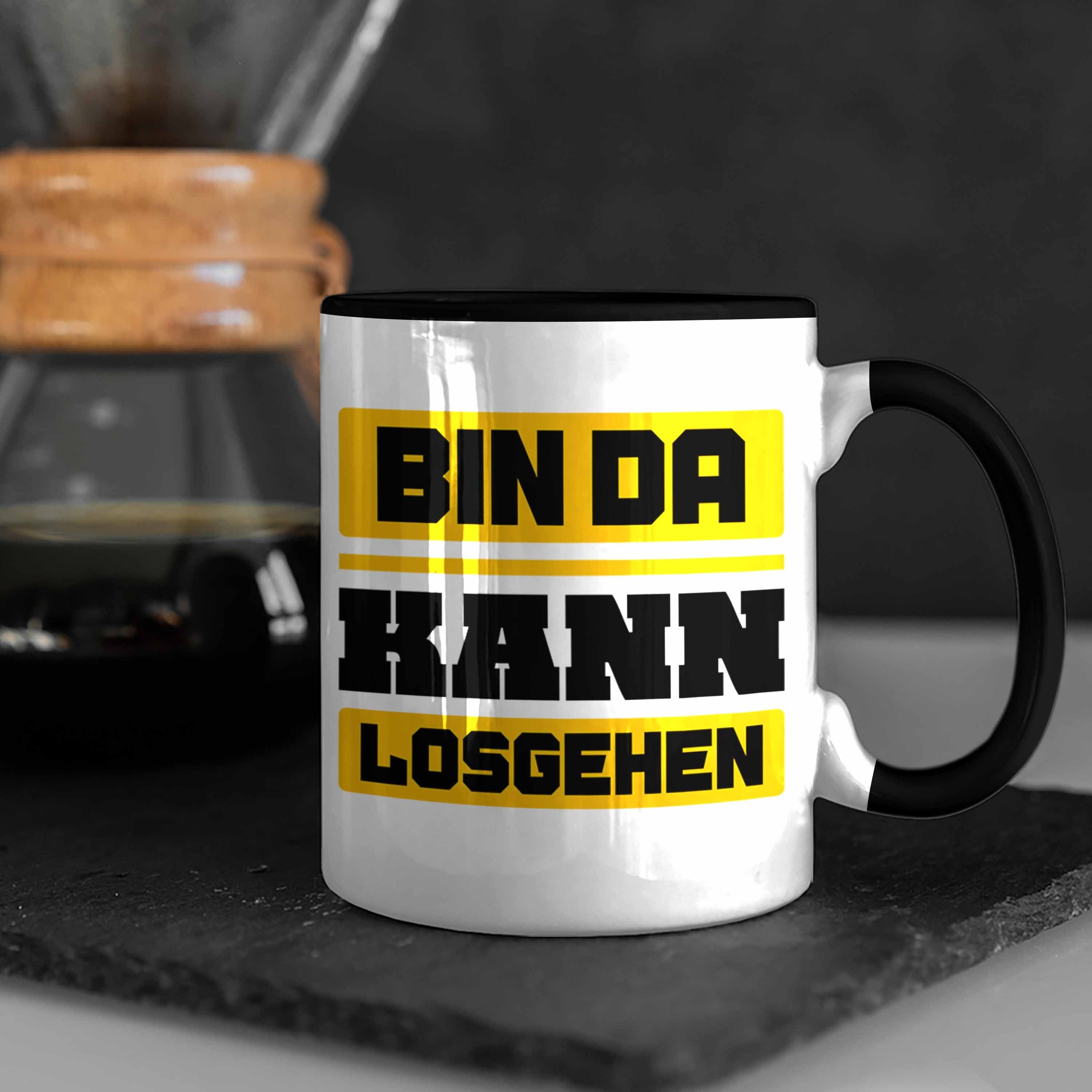 Trendation Tasse Trendation - Bin Witzige Lustiger Kollege Spruch Kann Kaffeetasse Spruch Tasse Da Losgehen mit Kollegin Schwarz