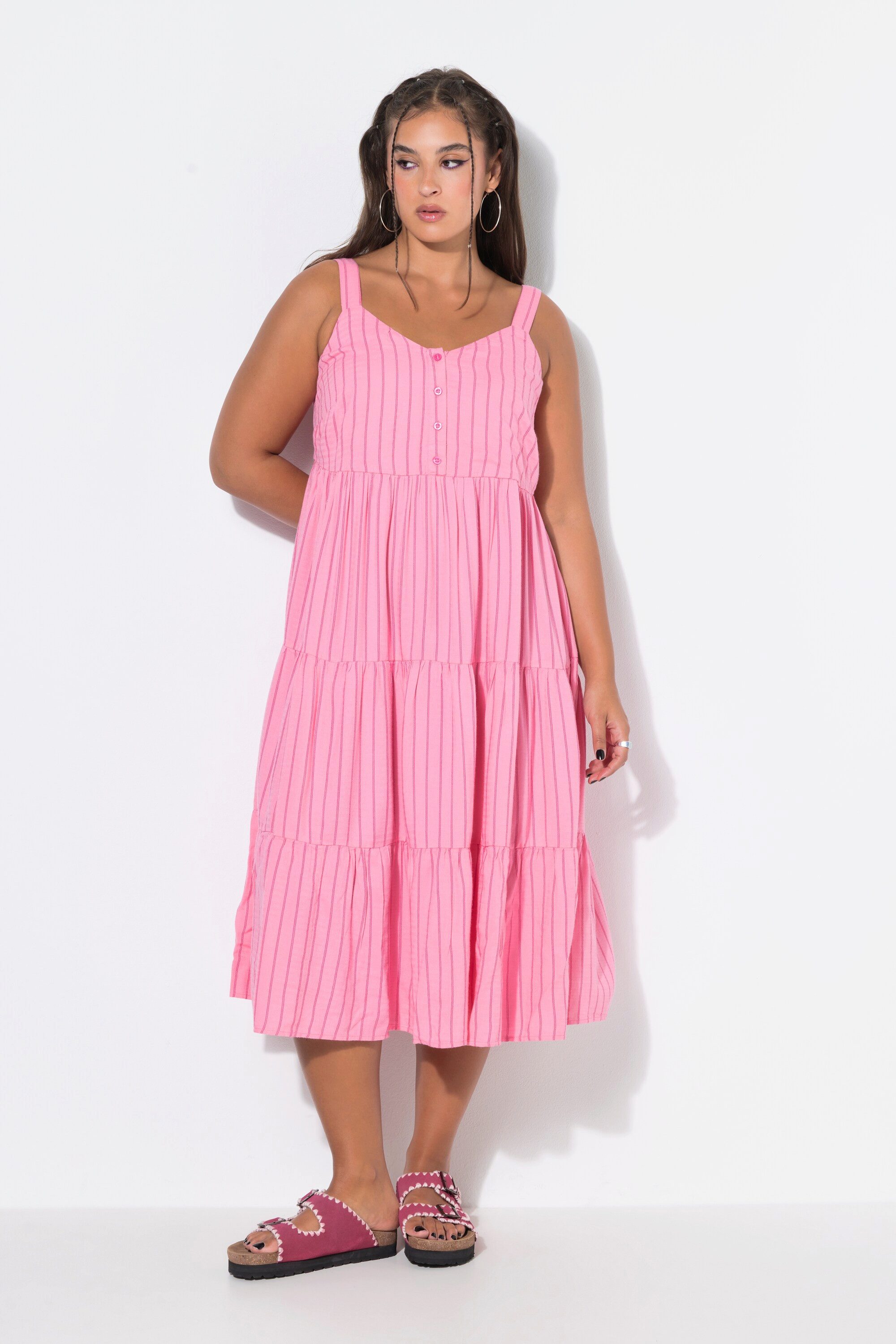 Midikleid Midikleid A-Line Streifen Volants