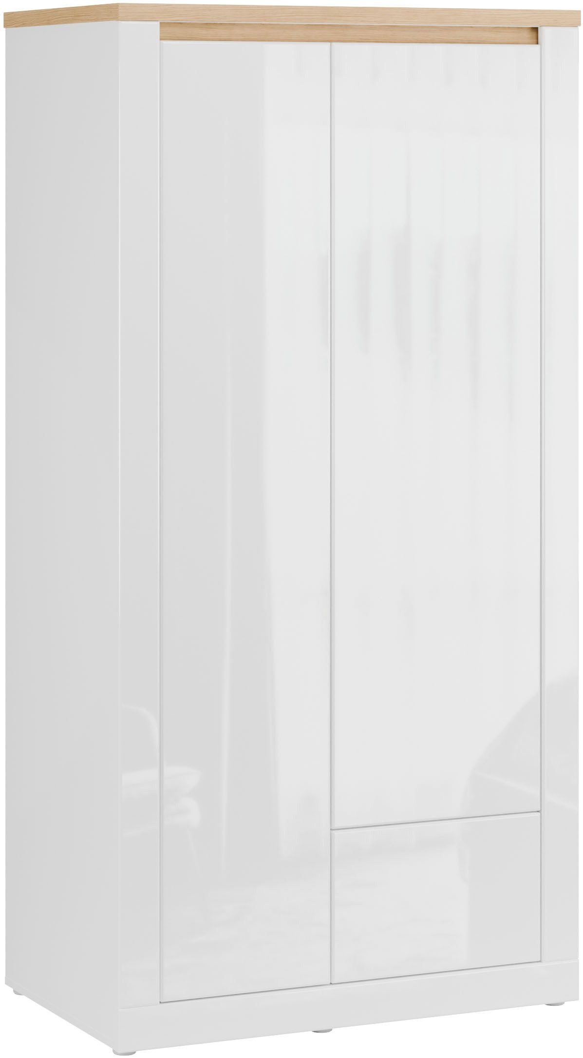FORTE Kleiderschrank grifflos, Push to Open, Front glänzend B/H/T 96,4/192,2/59,7 cm inklusive Beleuchtung