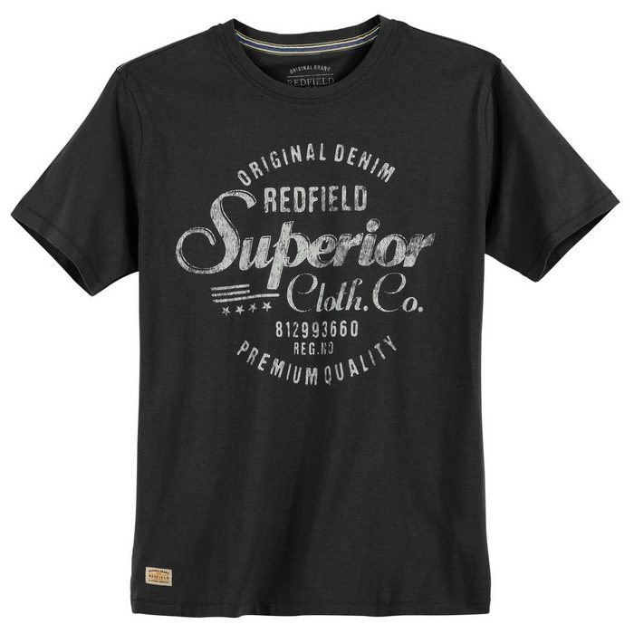 redfield Rundhalsshirt Große Größen T-Shirt schwarz Print Superior Redfield