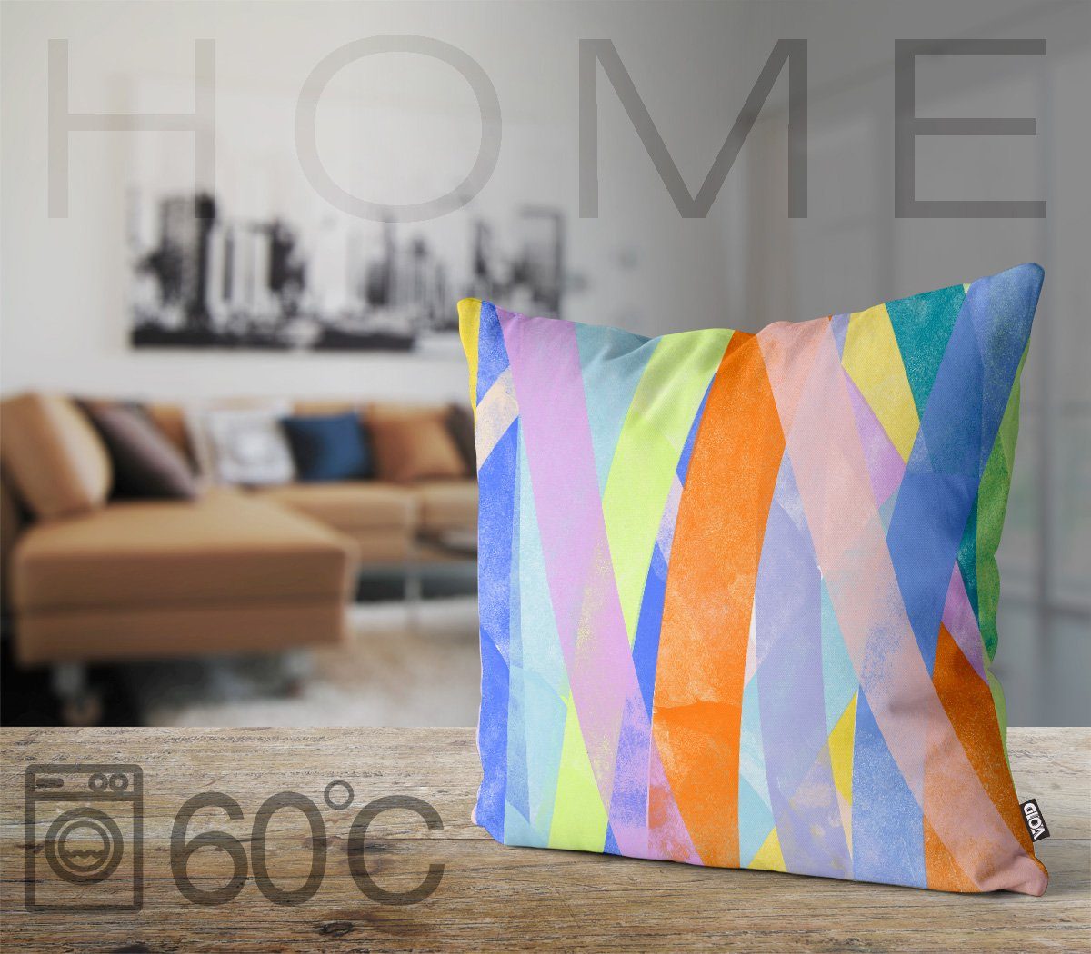 (1 abstrakt Sofa-Kissen modern Kissenbezug, Streifen Pool Baden gestreift Wohnzimmer Design VOID bunt Sommer Farben Schwimmbad Stück),