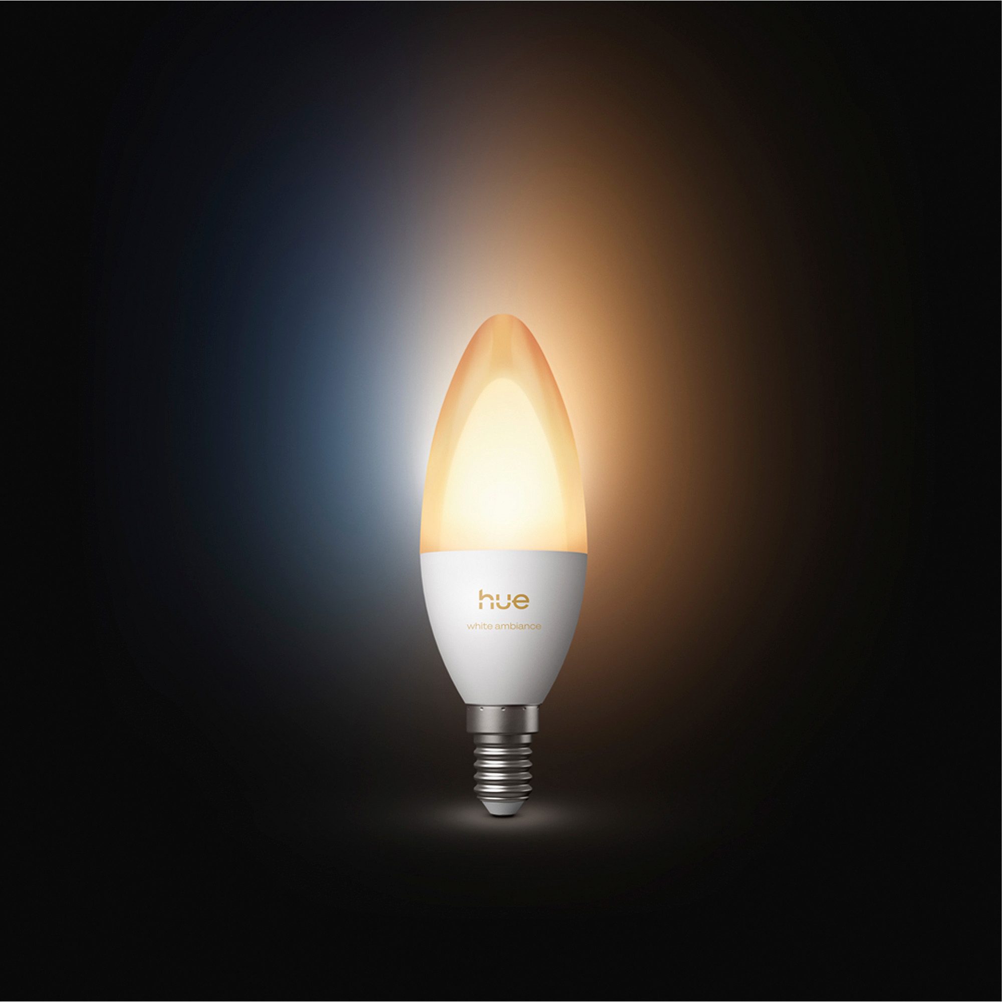 Philips Hue LED-Leuchtmittel Smarte Kerzenlampe, E14, 500 lm, White Ambiance, 2er‑Pack, E14, 2 St., Farbwechsler, 1000–20000K, auf 0,2% dimmbar, App‑ & Sprachsteuerung