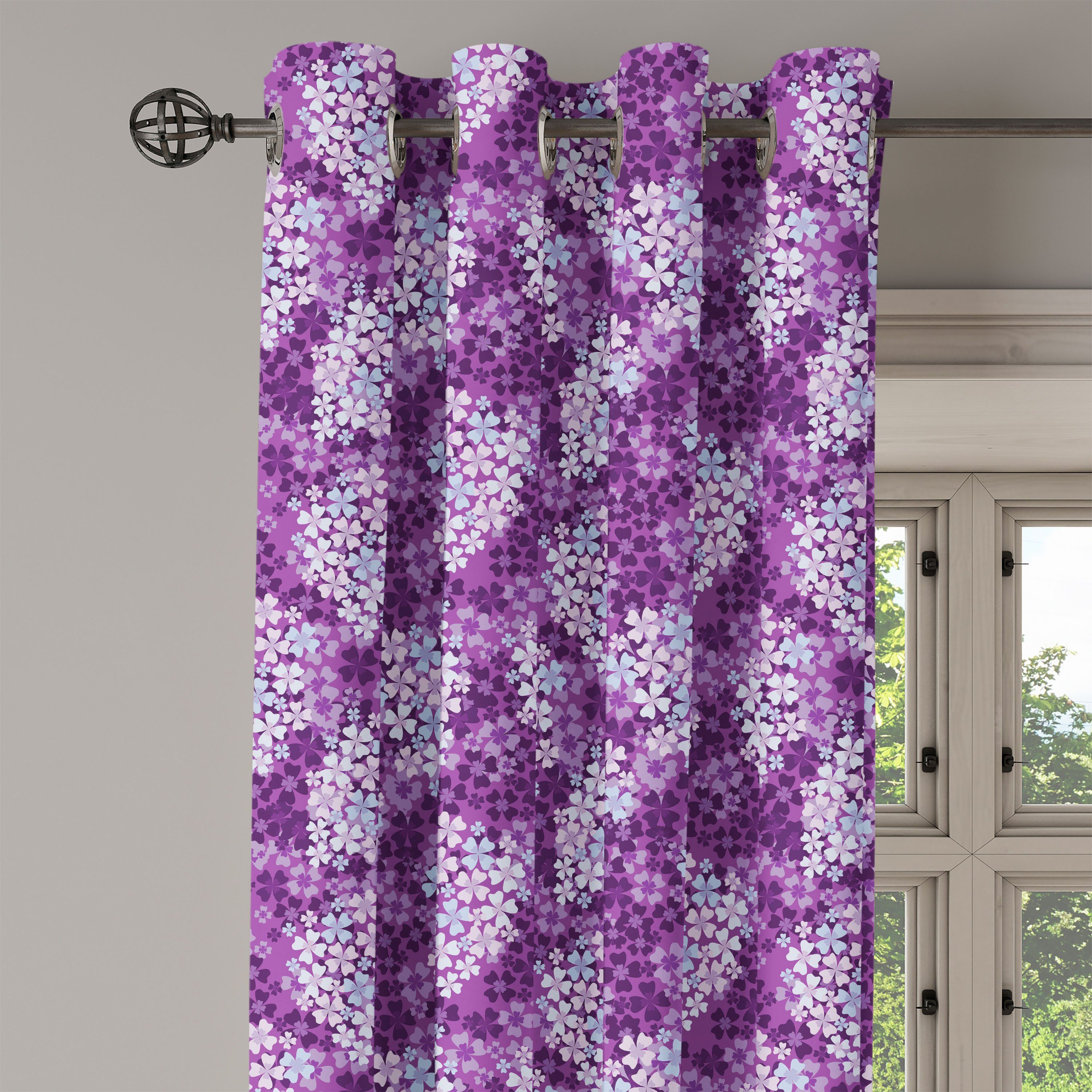 Wohnzimmer, Hydrangea Schlafzimmer Blumen Dekorative 2-Panel-Fenstervorhänge Lilacs Abakuhaus, Gardine Feld für