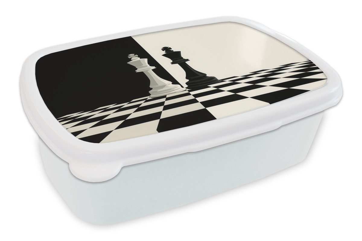 MuchoWow Lunchbox Schachfiguren - König - Blockiert - Schwarz, Kunststoff, (2-tlg), Brotdose Schule oder Arbeit, Brotbox für Kinder und Erwachsene