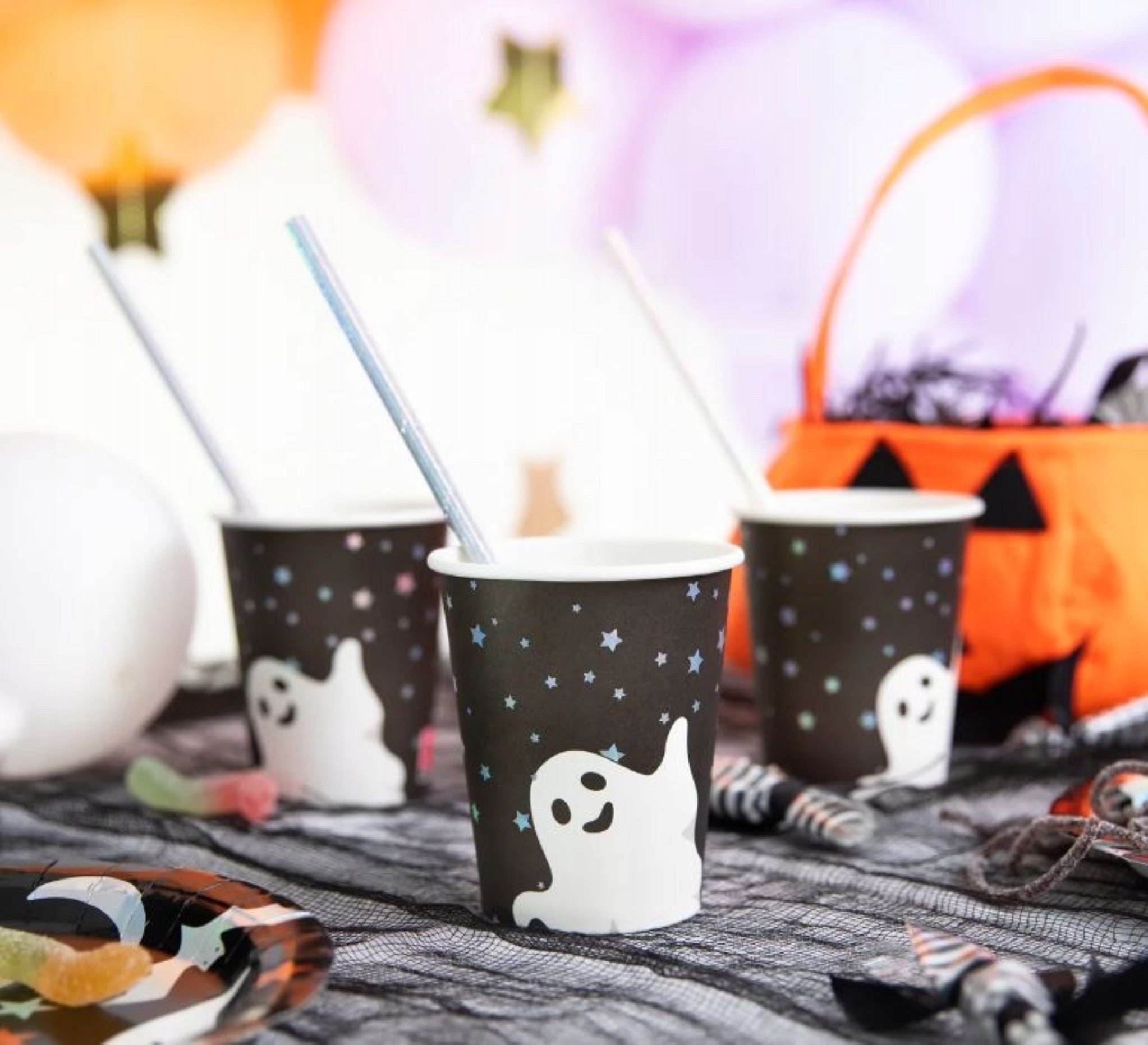 48 Halloween-Pappteller 17,8 Cm – Mit Totenkopf, Rabe, Gift-Motiven, Für Grusel-Party, Dessert, Snacks