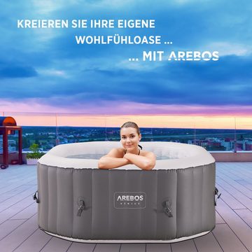 Arebos Whirlpool Aufblasbar, In- & Outdoor, 154x154 cm, 4 Personen, (Set, Set)