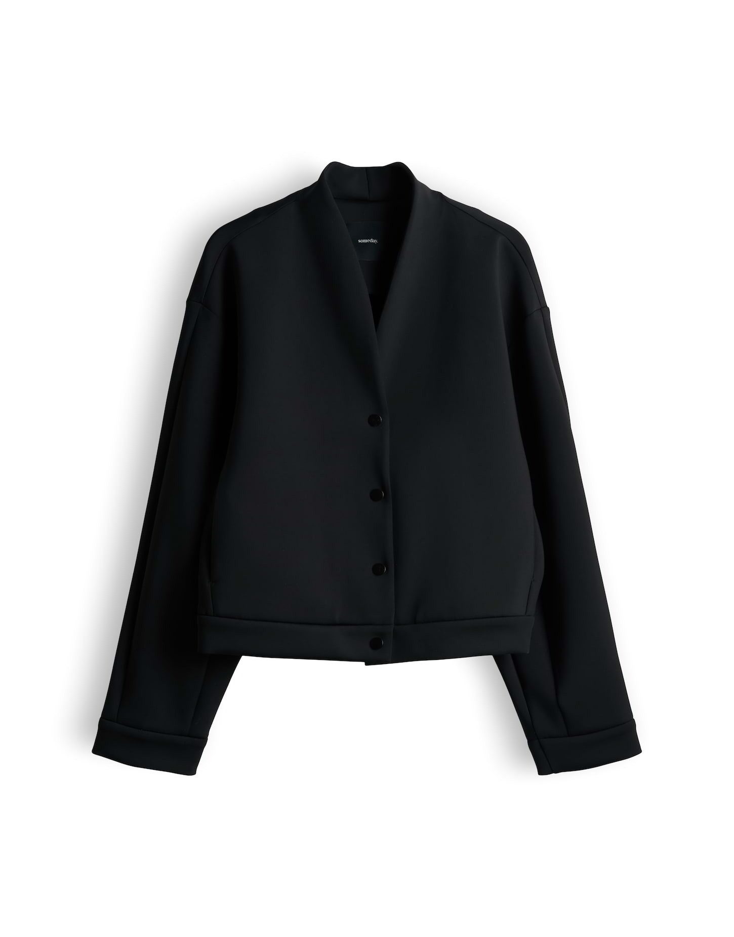 someday Sweatjacke Ulissa aus Scuba Sweat mit glatter Oberfläche Moderne Kurzjacke mit Kellerfalte