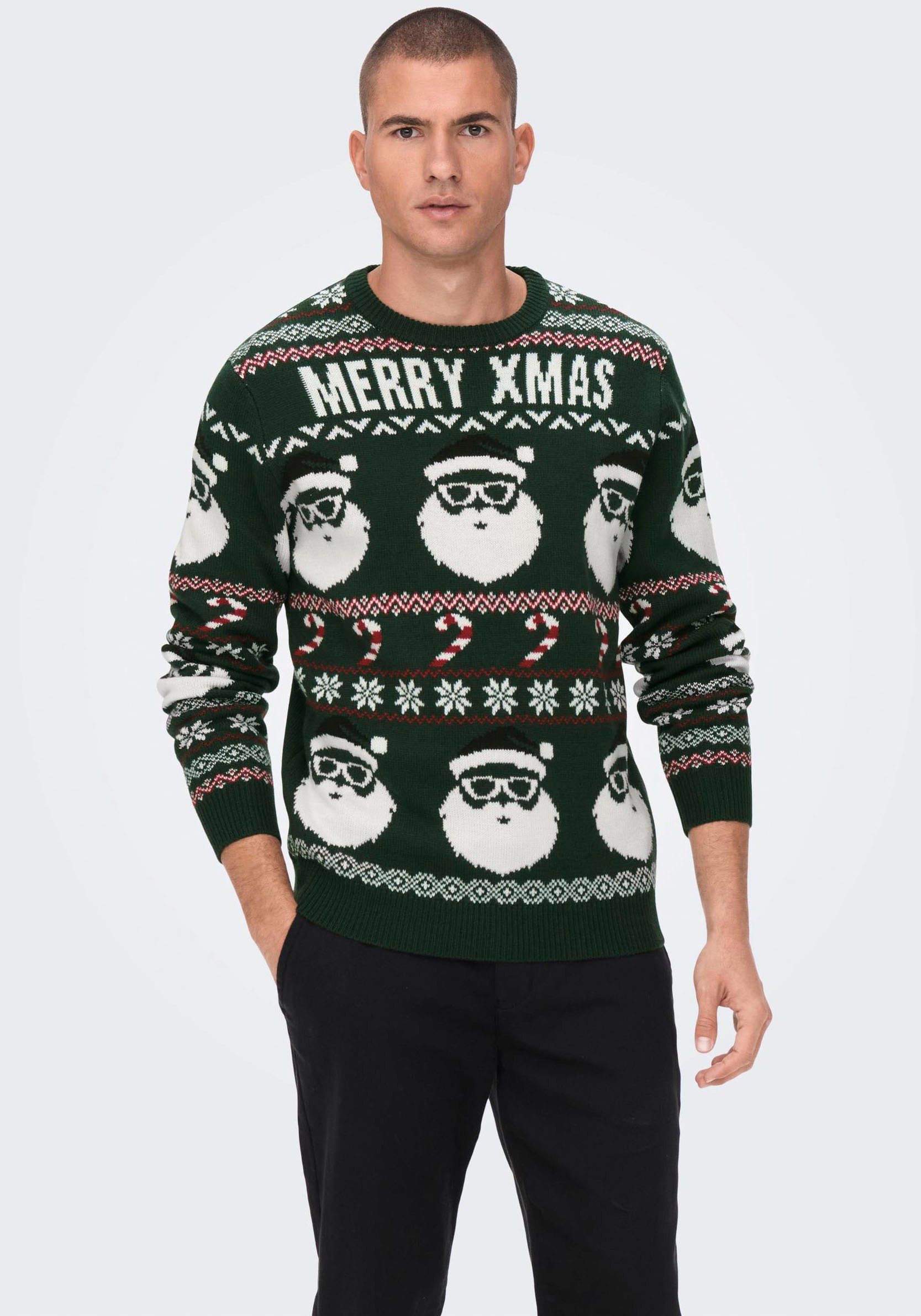 CREW ONSXMAS SANTA JAQ & SONS Rundhalspullover KNIT REG 3994 ONLY Eden