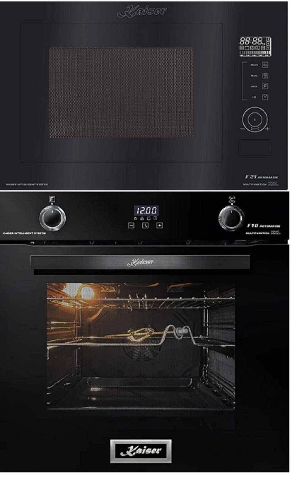 Kaiser Küchengeräte Backofen-Set EH 6367+EM 2510, Elektro Backofen, Autark, 79L,10Funktionen+Einbau-Mikrowelle