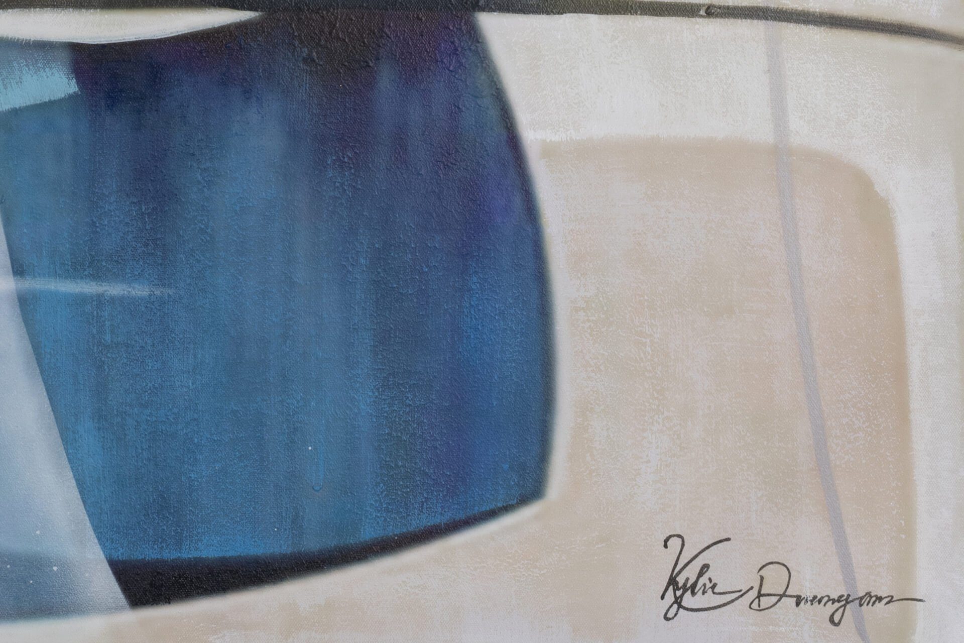 75x100 100% Blue KUNSTLOFT Gemälde Leinwandbild Wohnzimmer cm, Wandbild HANDGEMALT Interplay