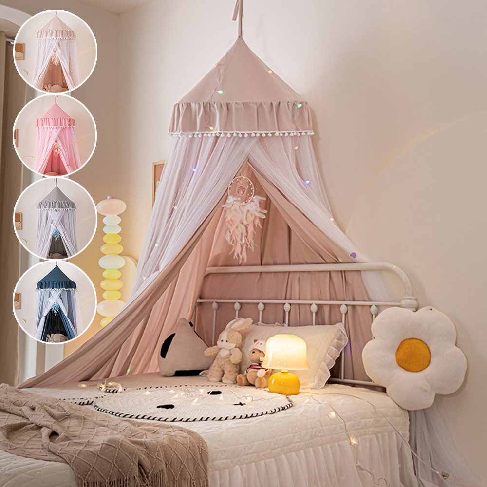 Jibenhome Moskitonetz Doppelschicht Betthimmel Babybett Baldachin Hängevorh günstig online kaufen