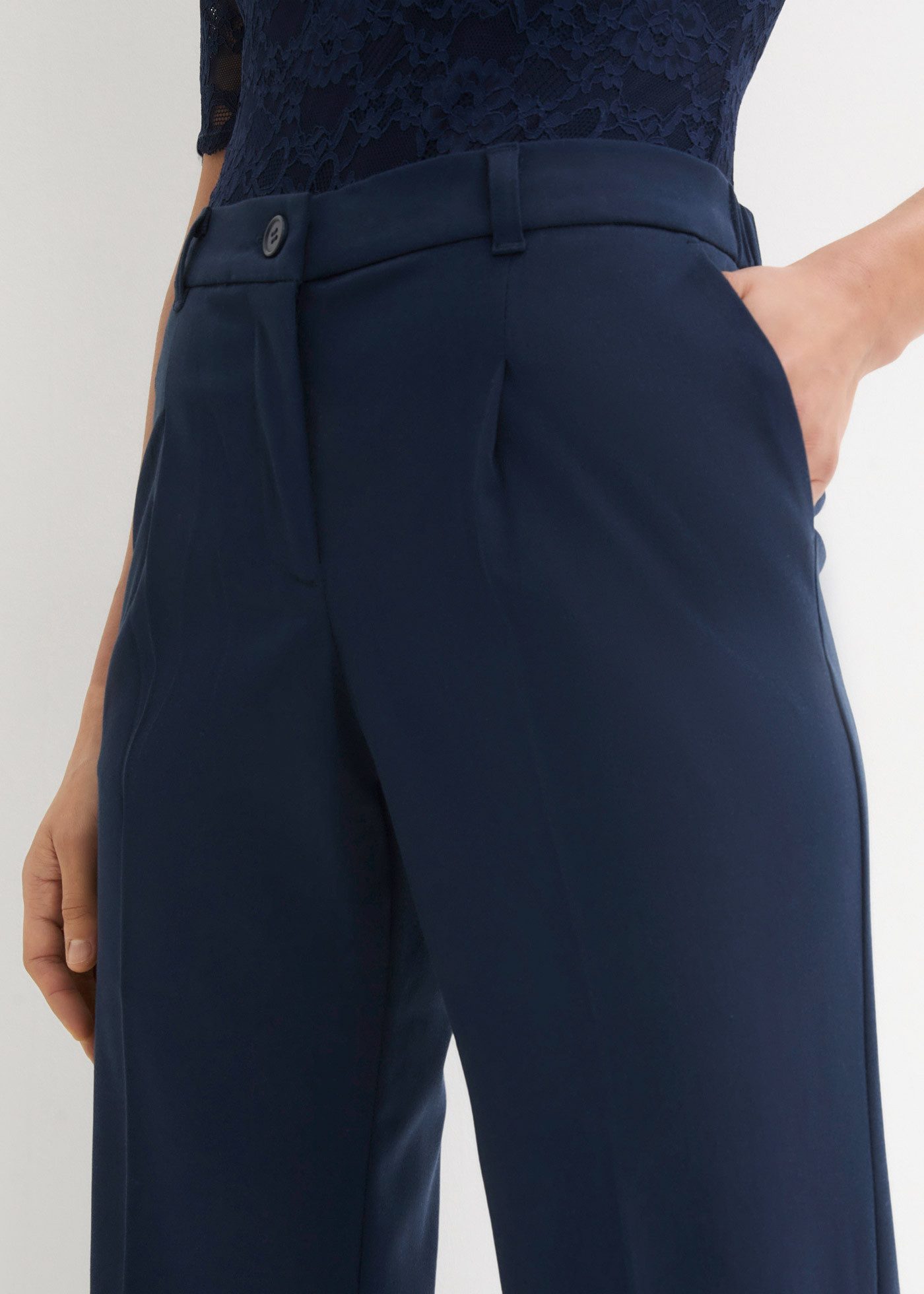 bonprix Marlene-Hose weite Hose, mit Bügelfalte und Umschlagsaum, lockere Passform