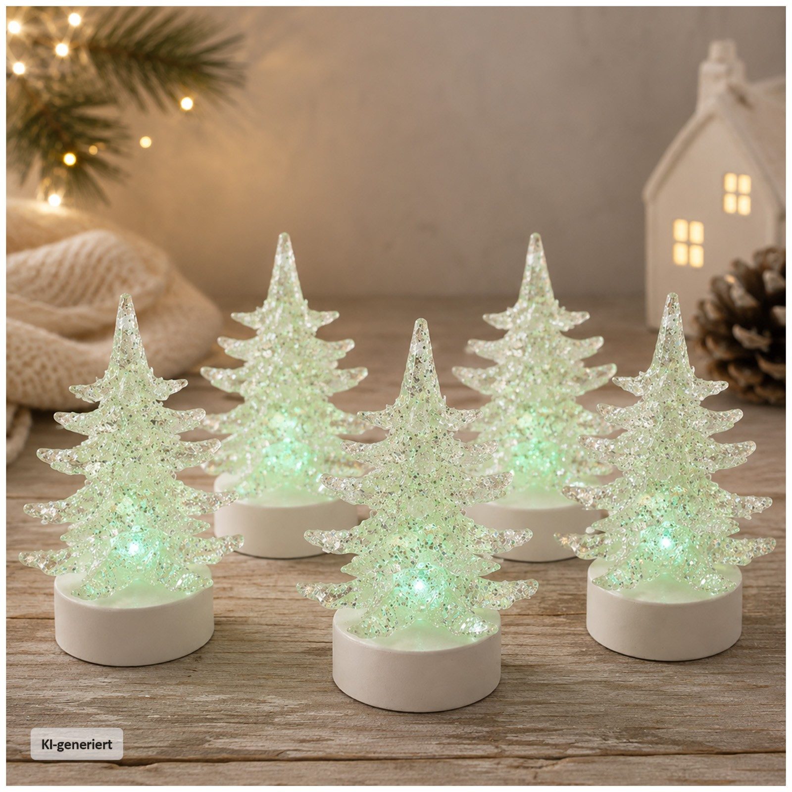 HTI-Living Weihnachtsfigur Funkelnder Weihnachtsbaum 6er Set klein (Stück, 6 St., 6 Weihnachtsbäume) – Bild 3 von 5