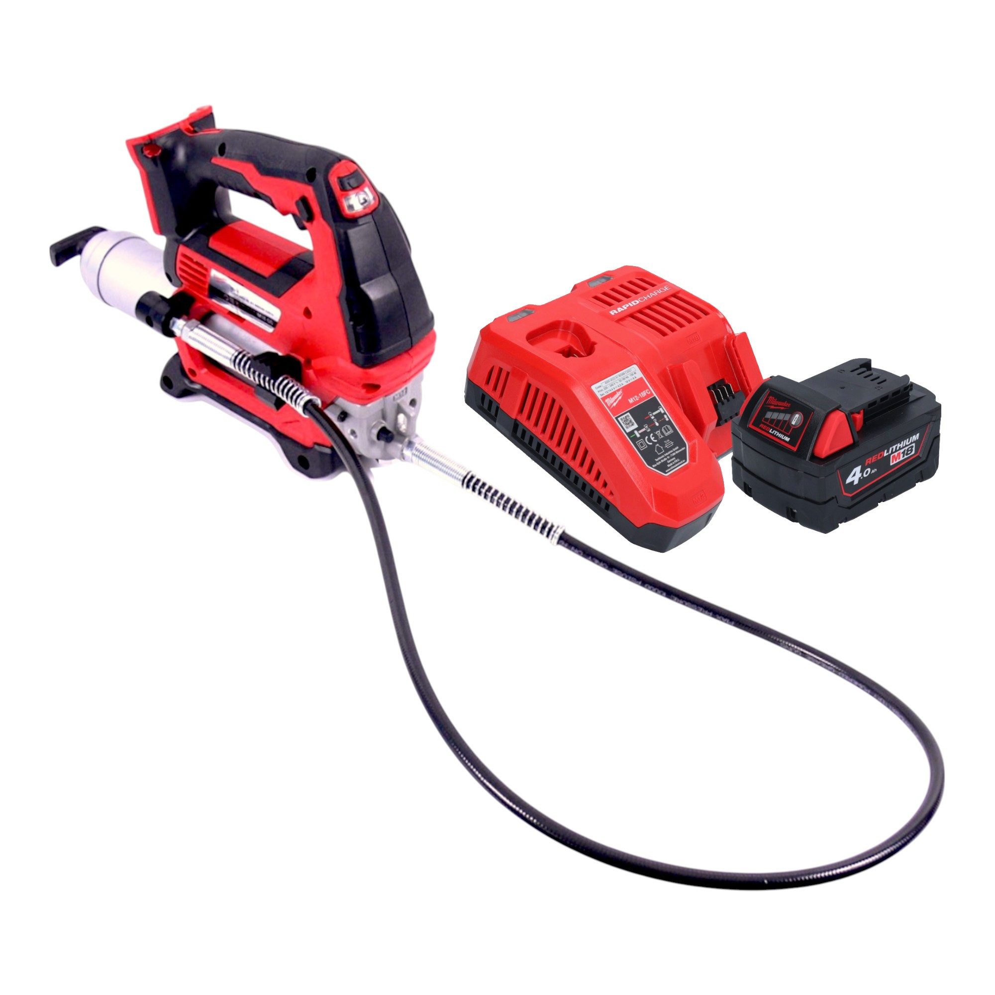 Milwaukee Werkstattpresse M18 GG-401 18 V 690 bar + 1x Akku 4,0 Ah + Ladegerät