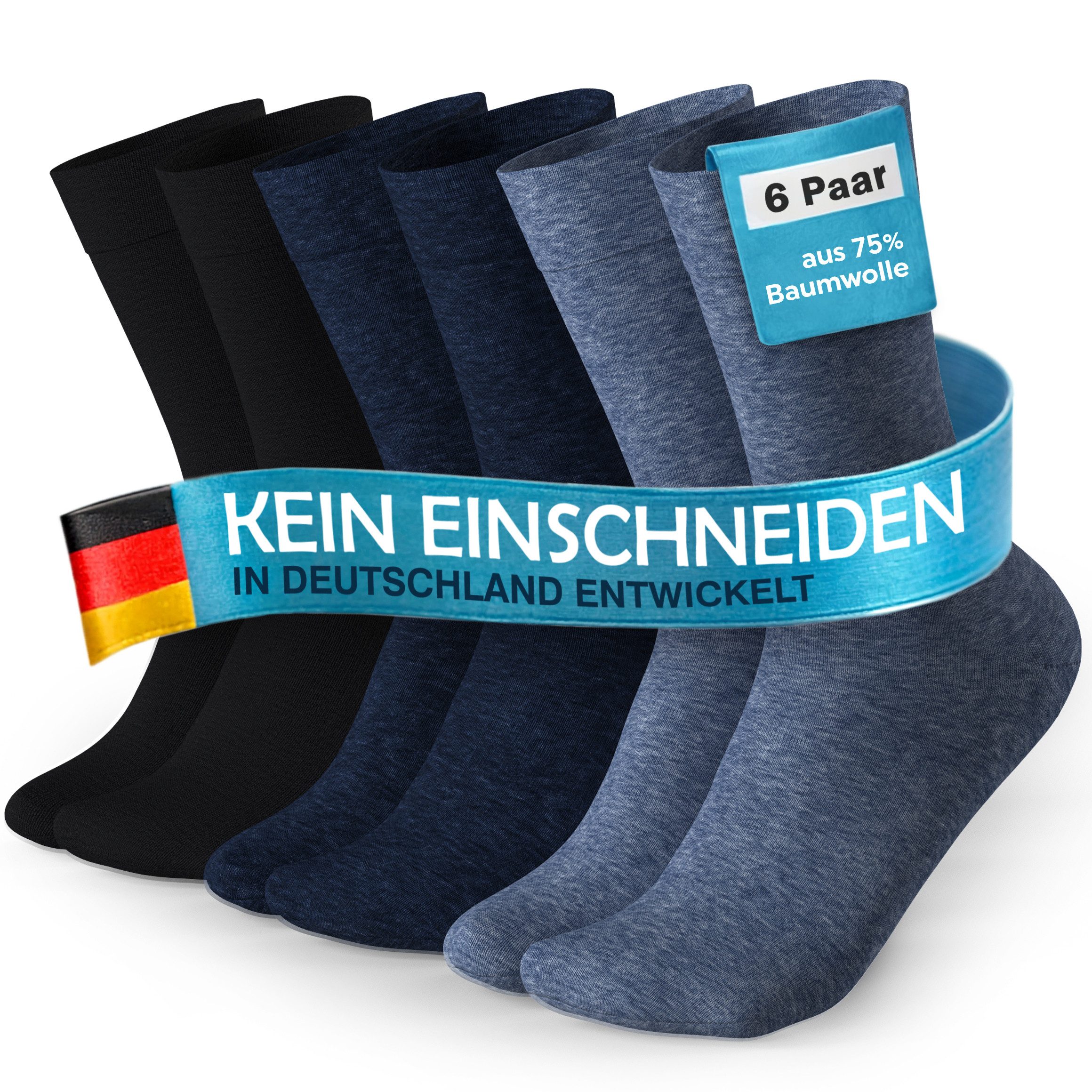MEDOLY Gesundheitssocken Socken ohne Gummibund, 75% Baumwolle (6 Paar) ohne günstig online kaufen