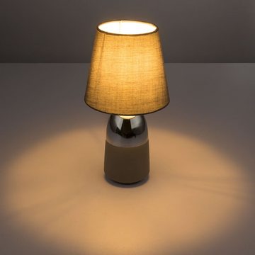 etc-shop LED Tischleuchte, Leuchtmittel inklusive, Warmweiß, Chrom Tisch Lampe Wohn Zimmer Beleuchtung Textil Touch Lese-