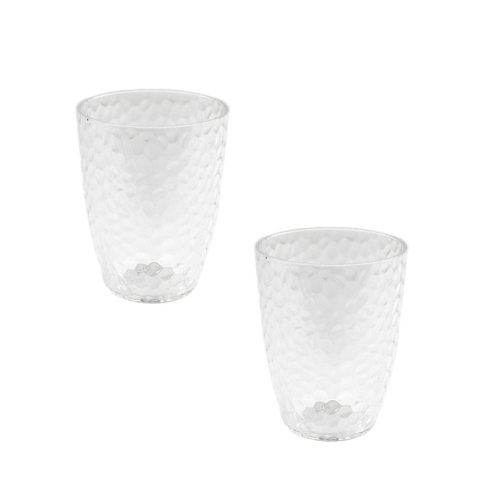 Becher Wasserglas 2er Set Kunststoff mit Blaseneffekt