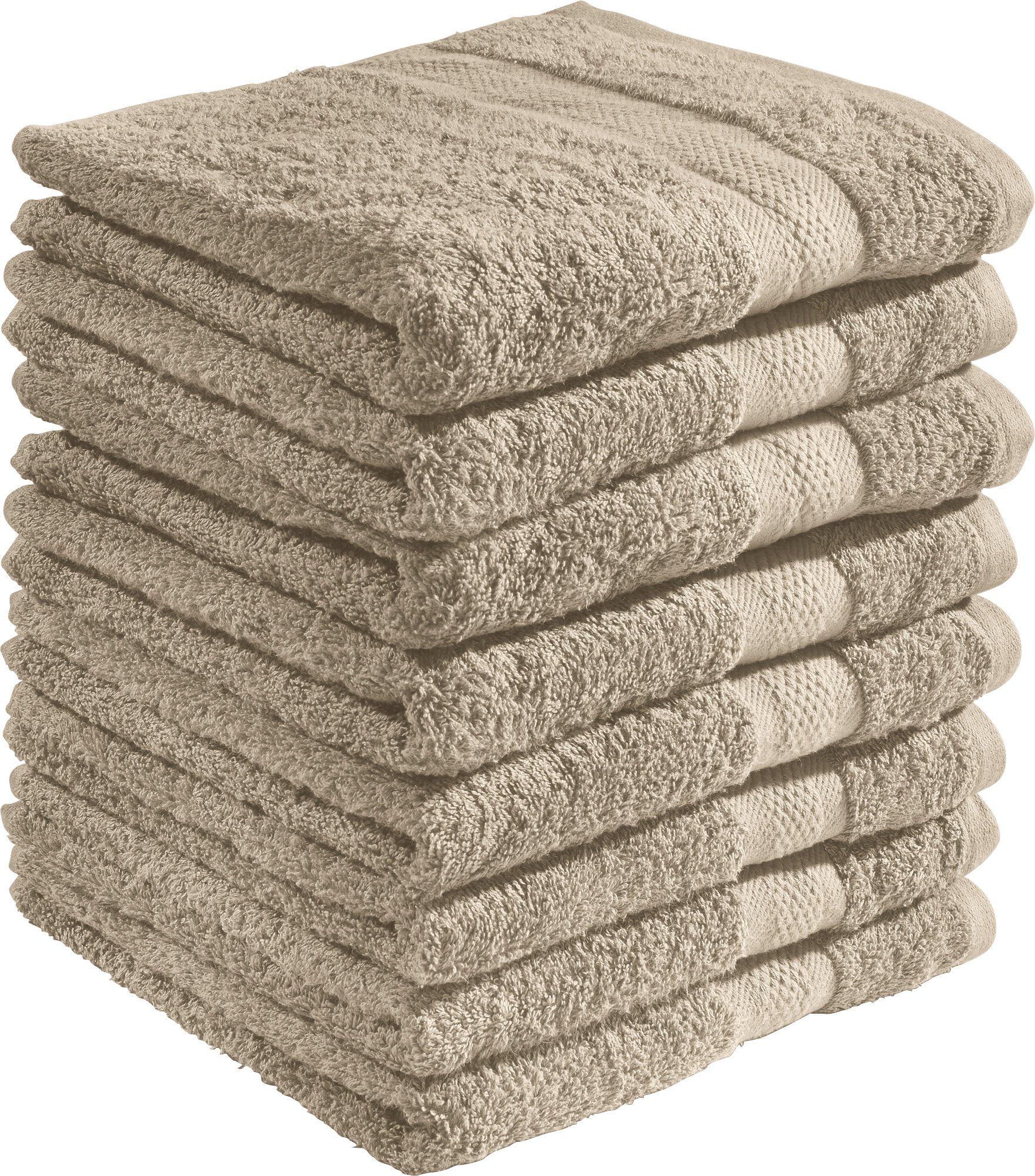 REDBEST Duschtuch Duschtuch "Chicago" 8er-Pack, Frottier (8-St), Walk-Frottier Uni taupe | Badetücher