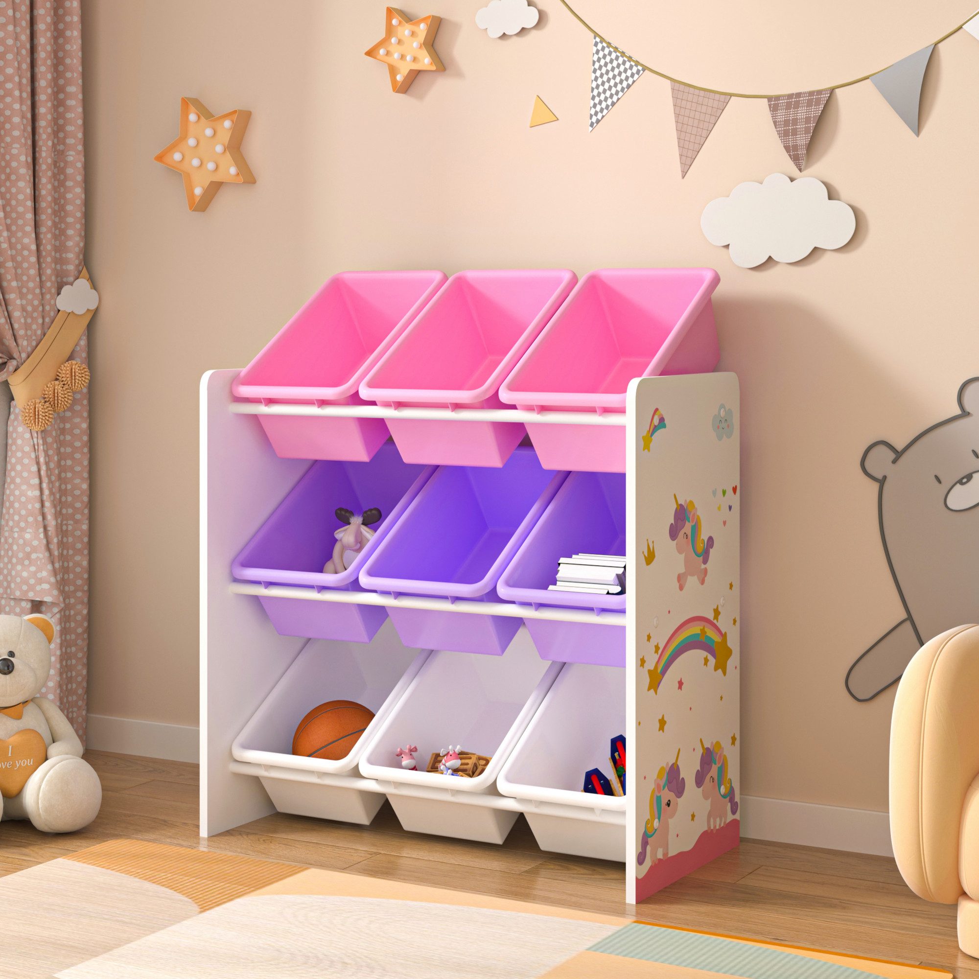 en.casa Kinderregal, »Muxía« mit 9 Ablagekisten günstig online kaufen