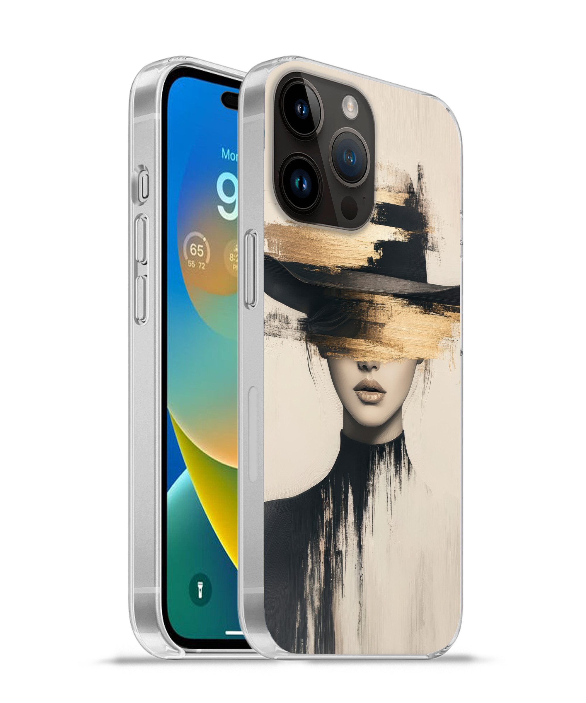 MuchoWow Handyhülle für Apple iPhone 14 Pro Frau - Hut - Farbe, Smartphone-Bumper, Print, Handy Schutzhülle Dünn
