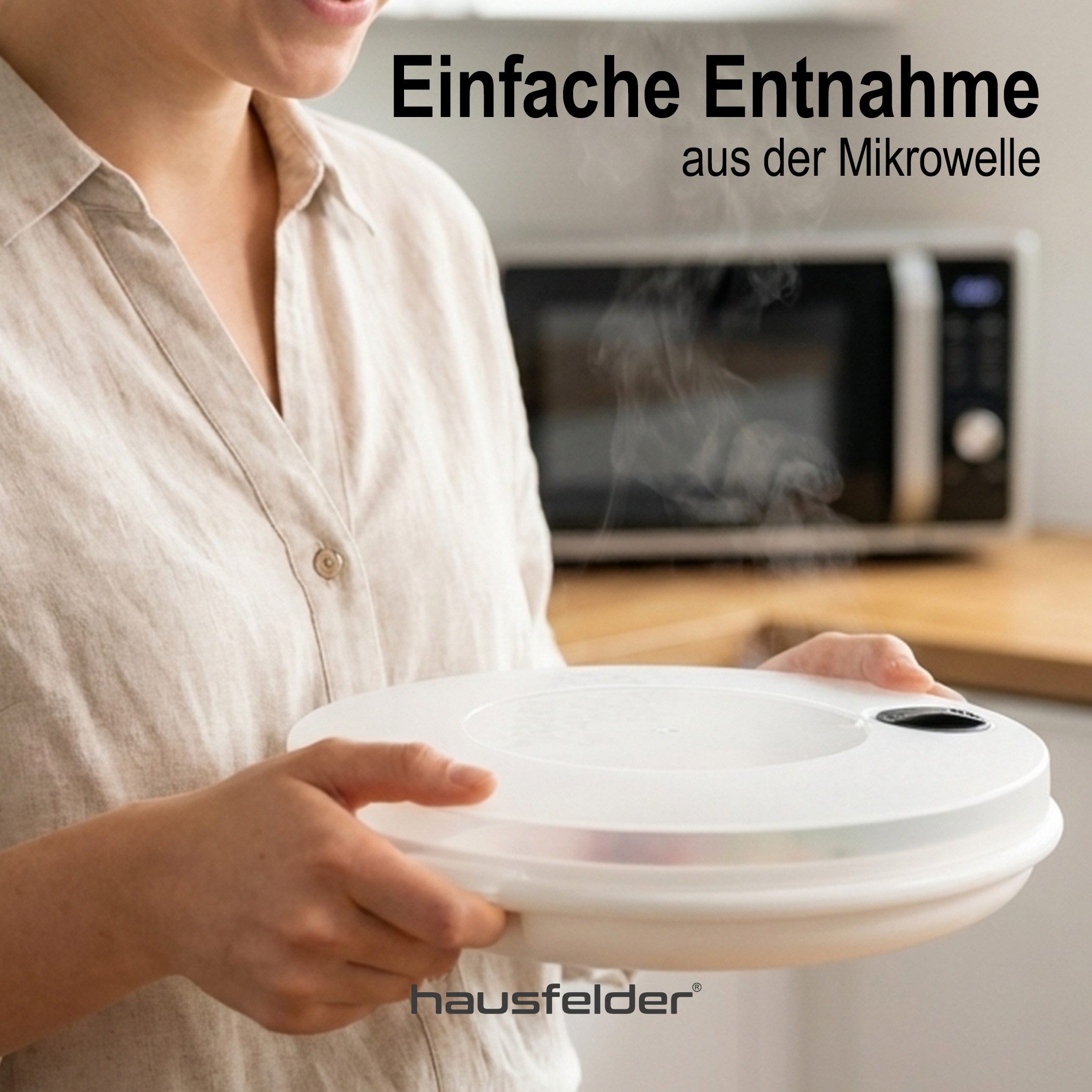 Hausfelder Mikrowellenteller Mikrowellenteller mit Deckel (2er Set), für Temperaturen von - 20°C bis + 100°C geeignet, mit Dampfventil – Bild 5 von 5