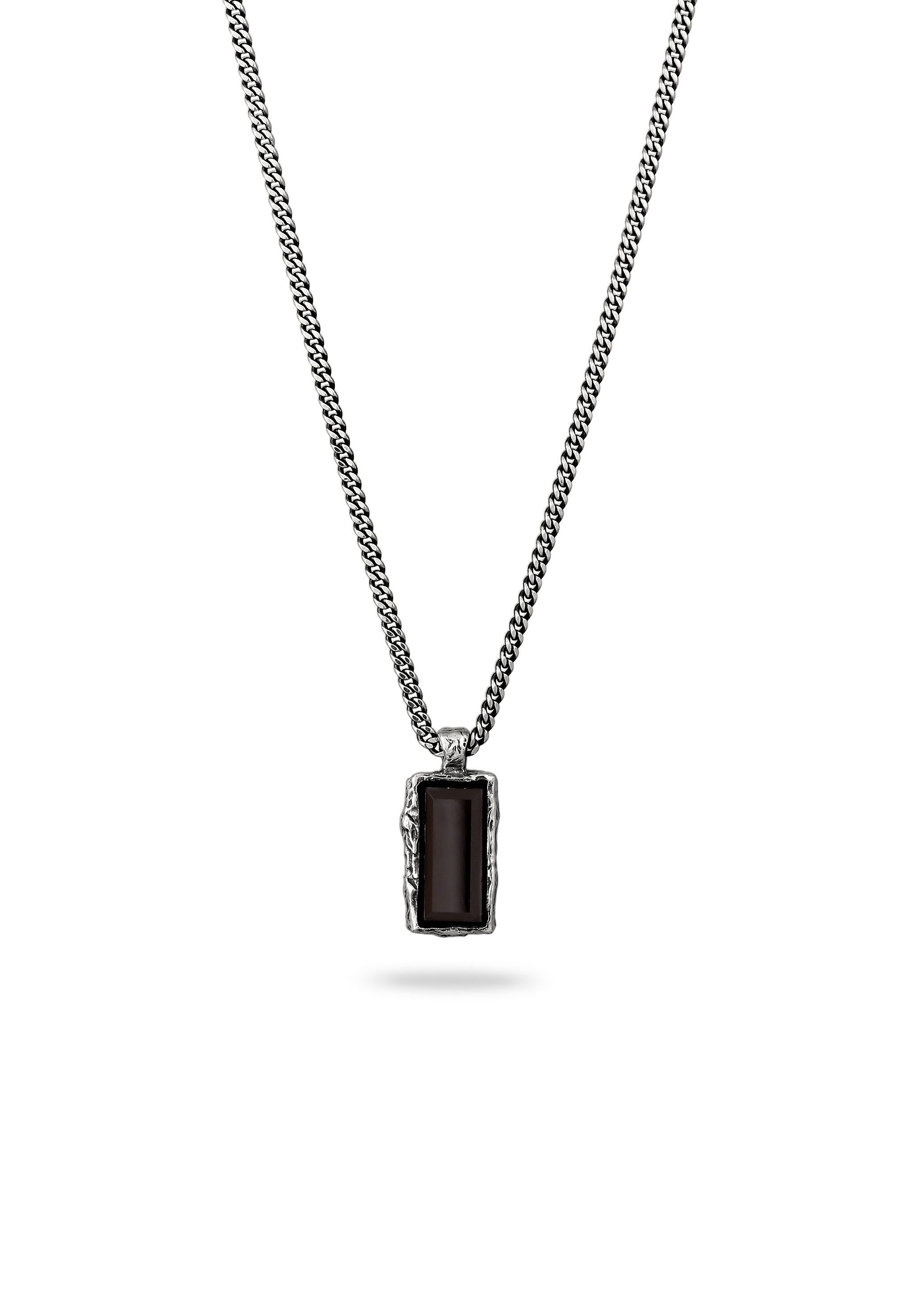Kette mit Anhänger Anhänger Rechteck Onyx Schwarz 925 Sterling Silber - Bold Bar