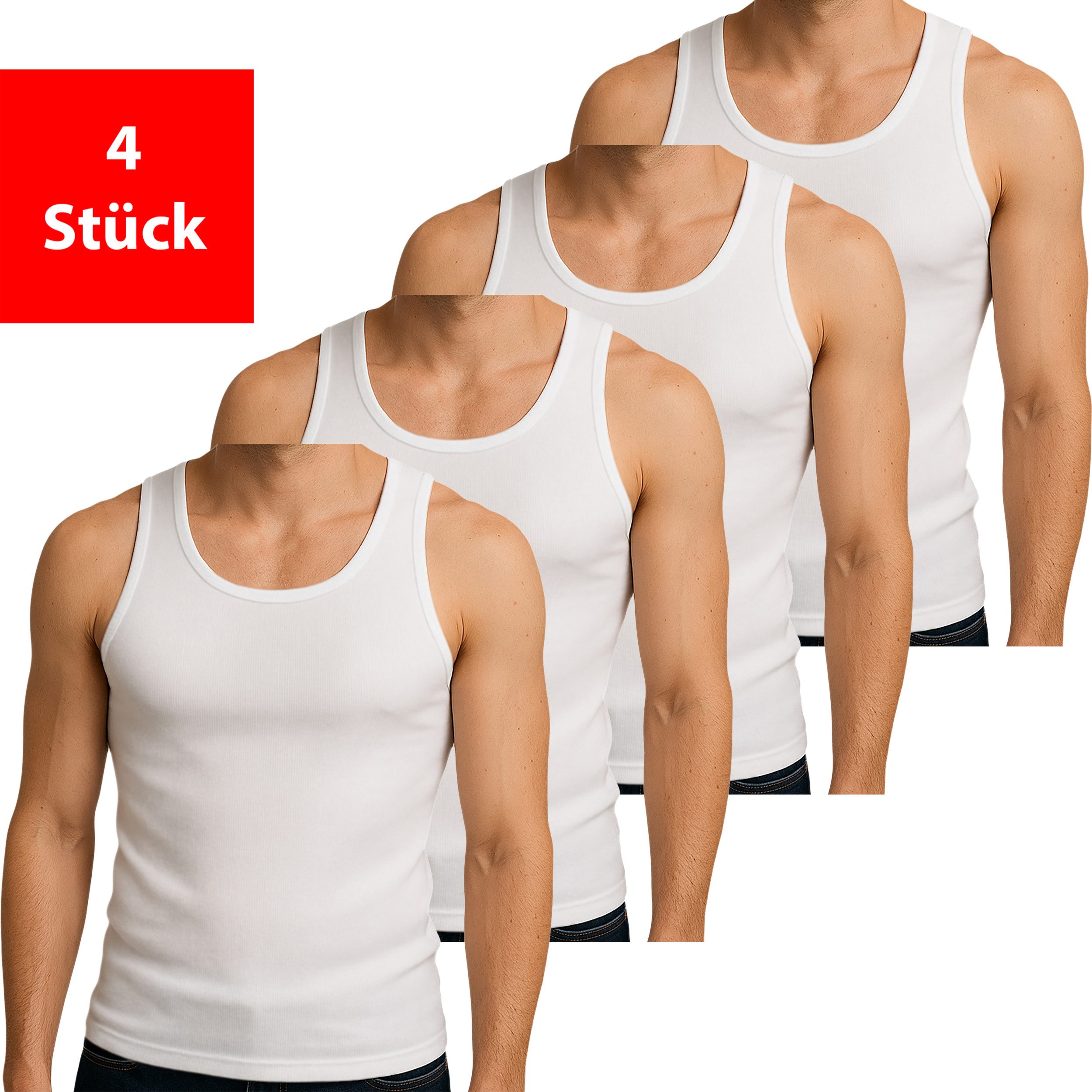The Bakis Underwear Unterhemd Herren 4er Pack Achselhemd Tanktop Feinripp 100% Baumwolle Achselshirt (Spar-Set, 4er-Pack) Made in Türkei, 4 Feinripp Unterhemden