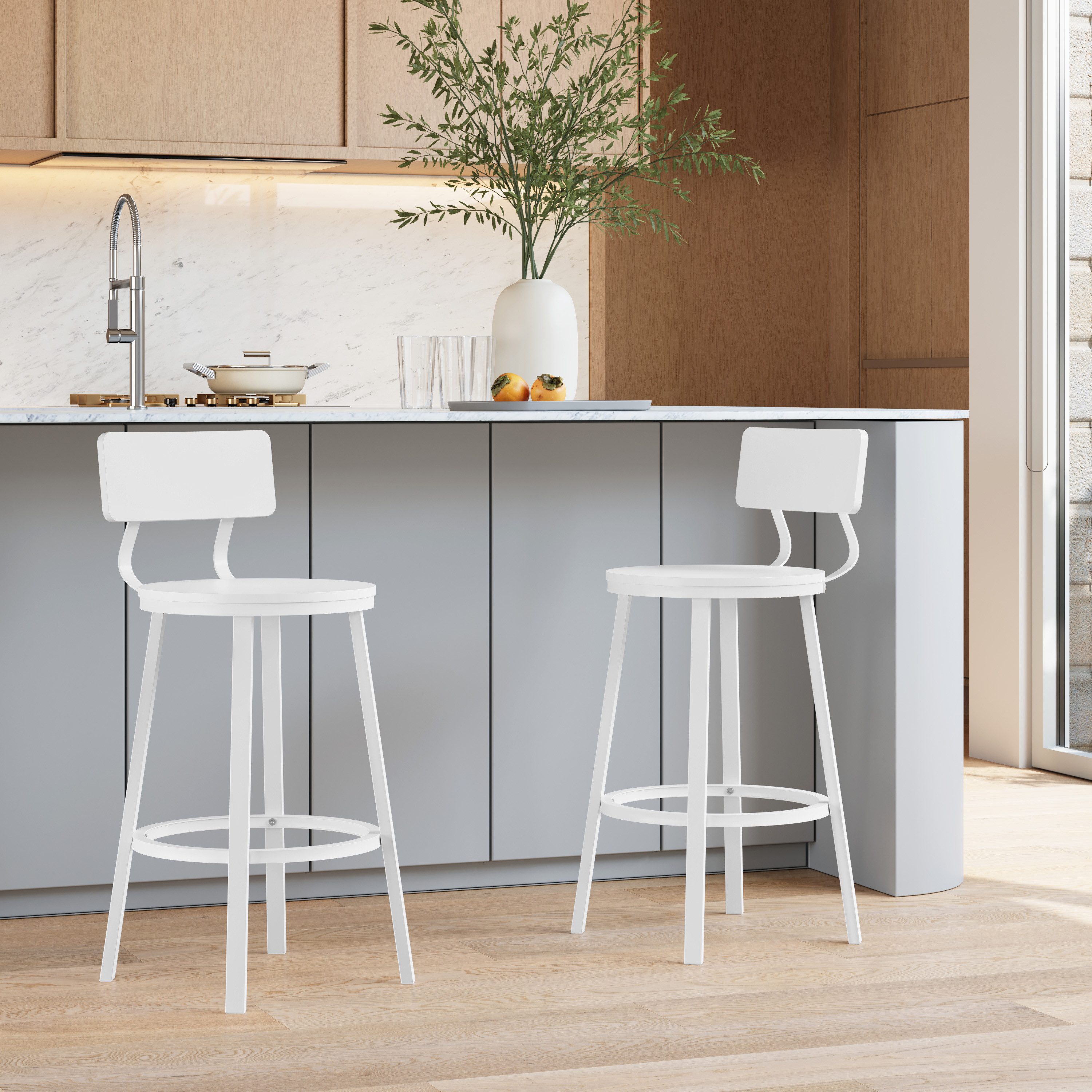 Woltu Barhocker (4 St), Barstuhl Kücheninsel rund, Küchenhocker Metallgeste günstig online kaufen