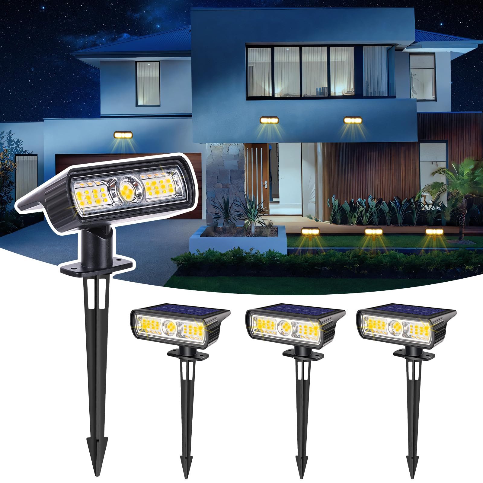 MUPOO LED Gartenstrahler Außen Solarstrahler 4er-Pack, 2 Modi Solarleuchte günstig online kaufen