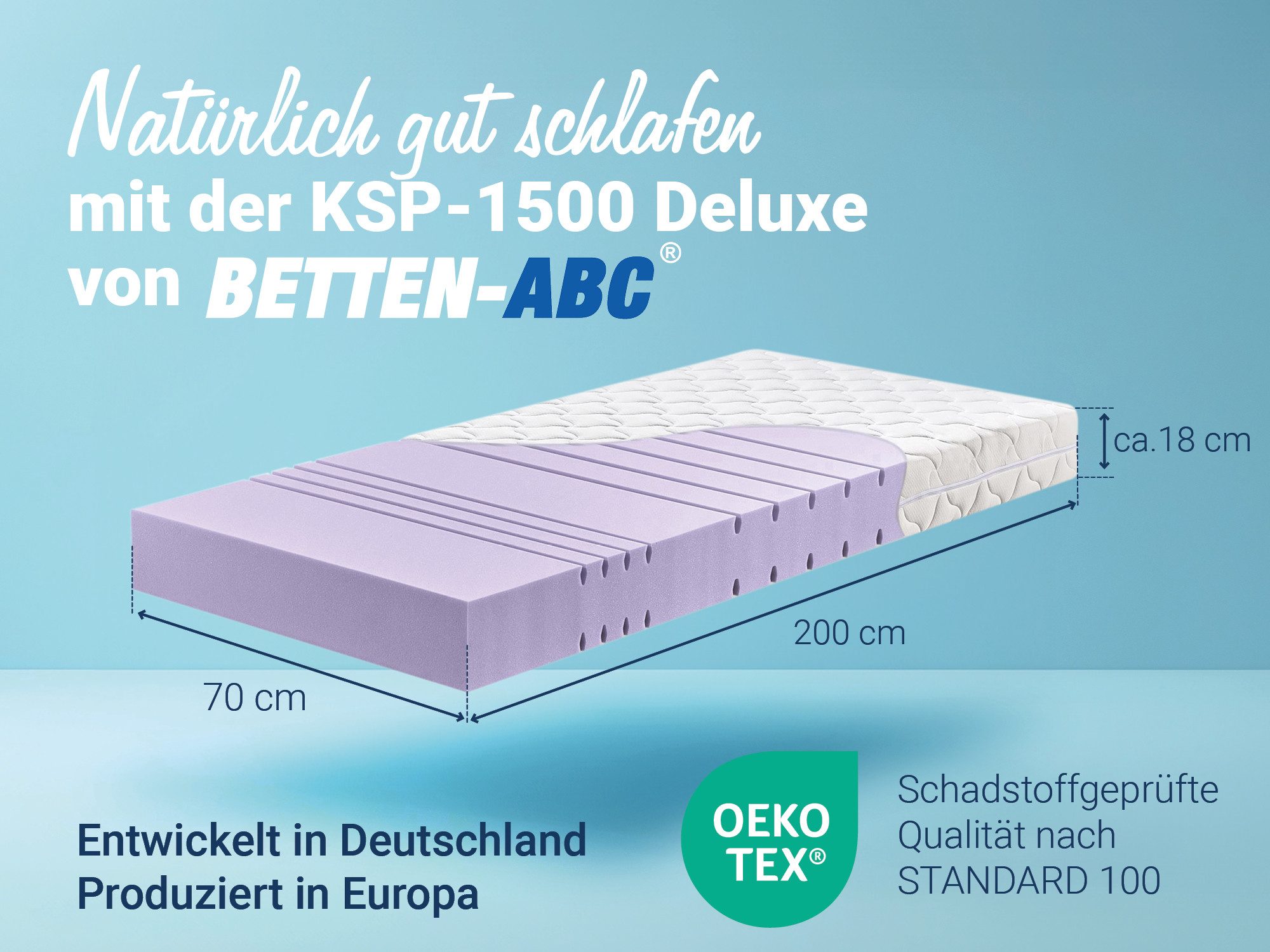 Kaltschaummatratze KSP-1500 Deluxe - mit Klimafaserbezug, 90x200cm, 140x200 günstig online kaufen