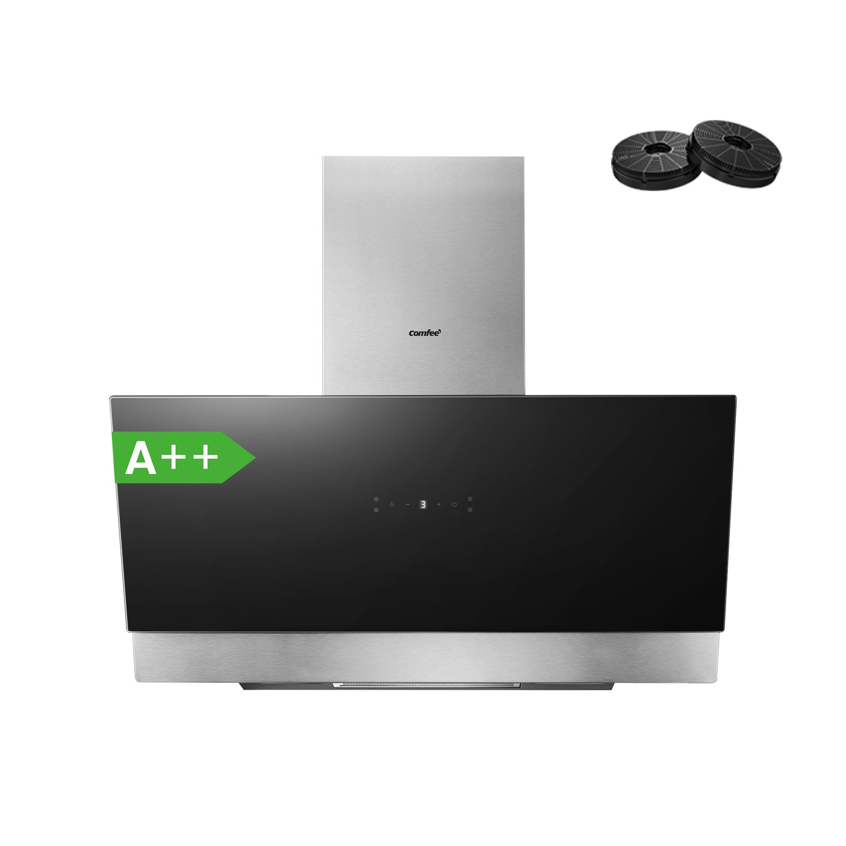 comfee Kopffreihaube ANGJ72B-90PRO-EU 800 m³/h, sparsam, 68 dB, Touch+Gesten, Schornstein verstellbar
