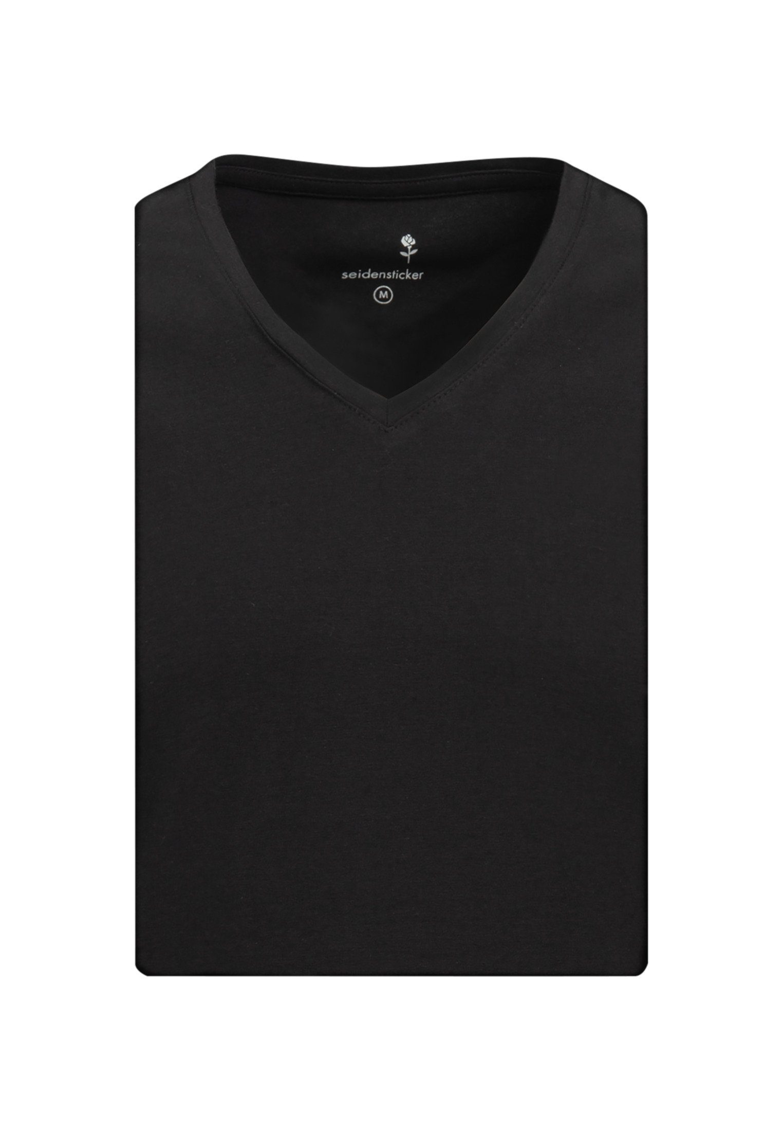 seidensticker T-Shirt Schwarze Uni V-Neck Kurzarm Rose