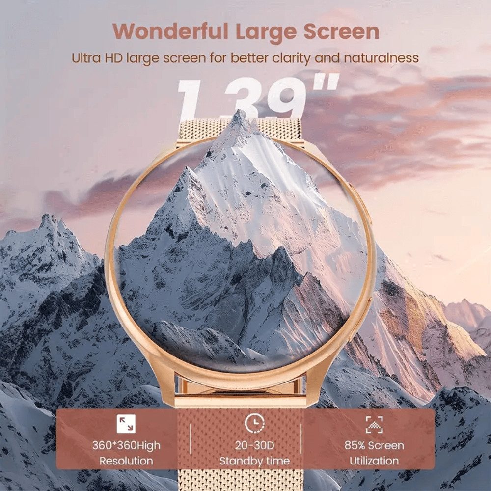 Zevelora Damen's Telefonfunktion IP67 wasserdicht Fitness Tracker Smartwatch (3,35 cm/1,32 Zoll, Android/iOS), und 120+ Sportmodi Menstruationszyklus Pulsuhr SpO2 Schlafmonitor