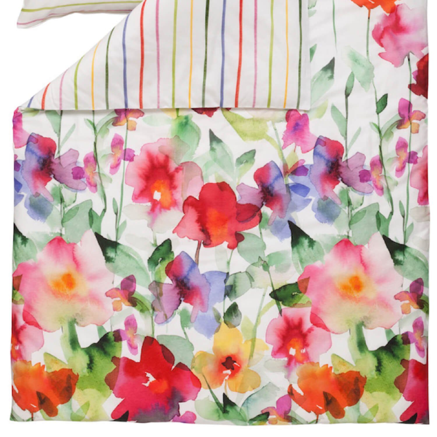 Estella Bettwäsche Aquarell 4703 985 multi, Mako-Satin, 2 teilig, Aquarell, Blumenwiese