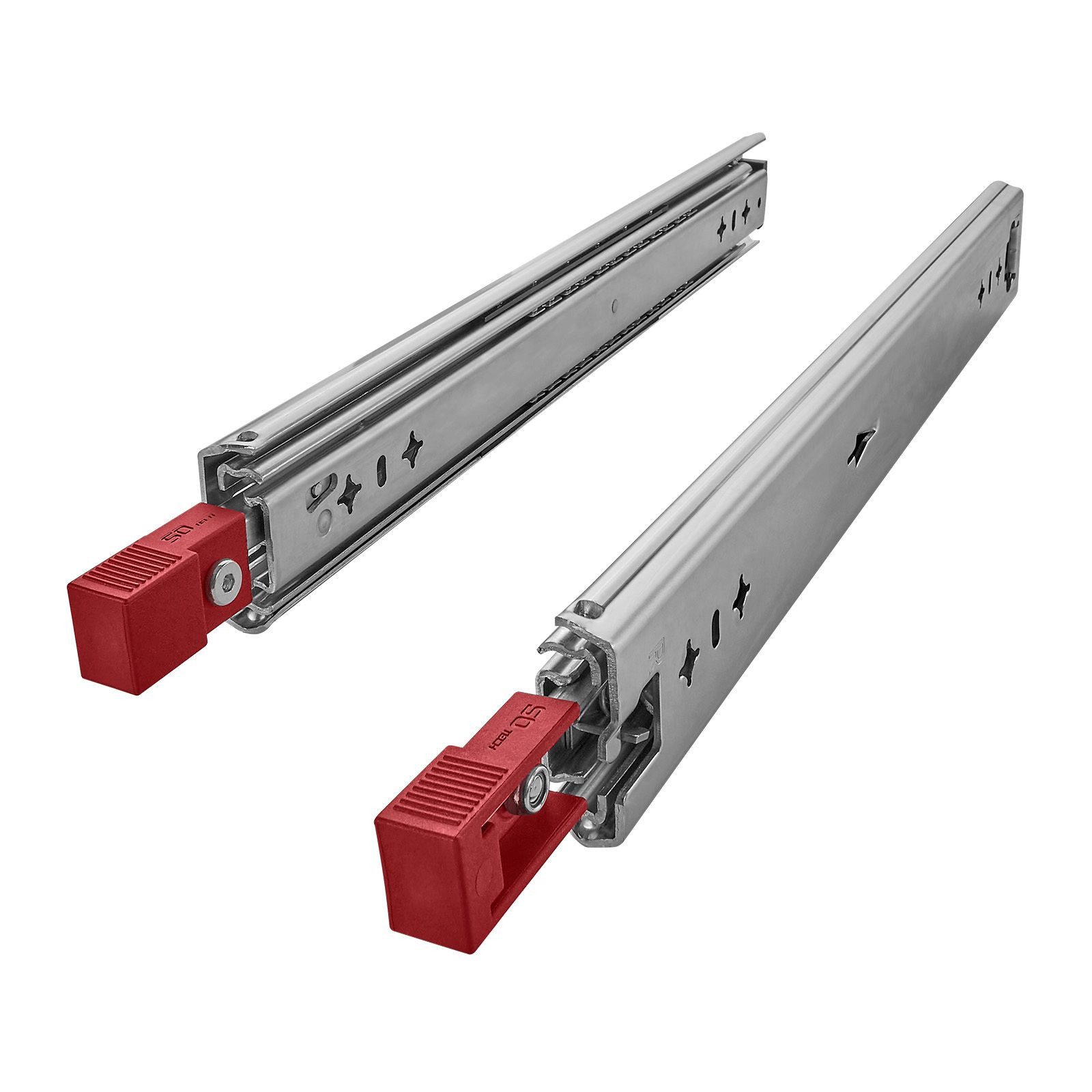 SO-TECH® Auszug Schwerlastauszug VarioSlide 120 Kg mit Lock in/out verzinkt, KV1-120-H58-L400-EH 400 mm (nicht trennbar) Hebel rot