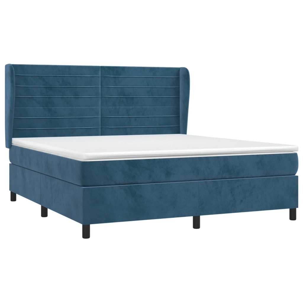 Bett Boxspringbett mit Matratze Dunkelblau 160x200 cm Samt