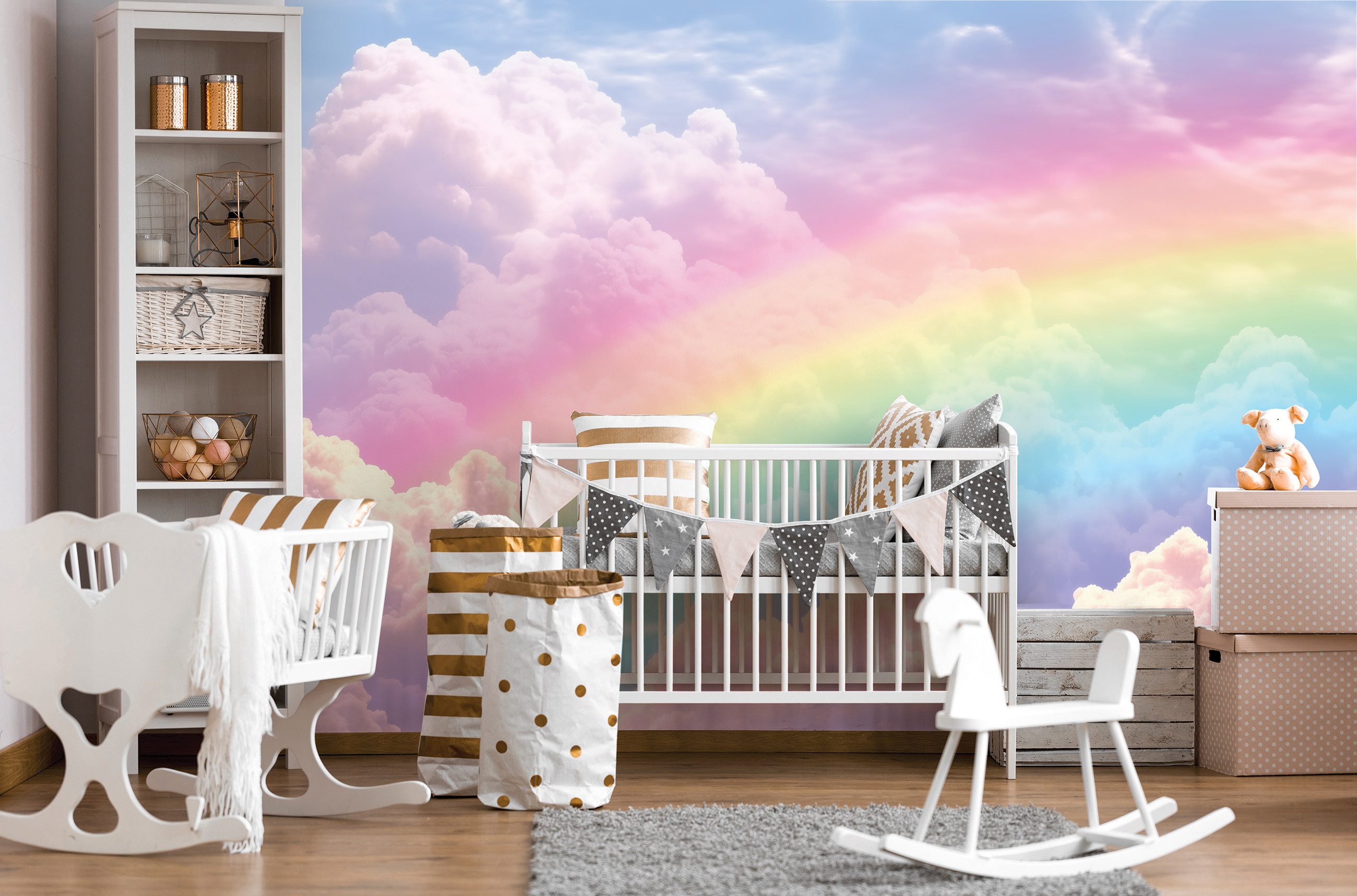 Wallarena Fototapete Kinderzimmer Regenbogen Rosa Mädchen Vlies Tapete Wand günstig online kaufen