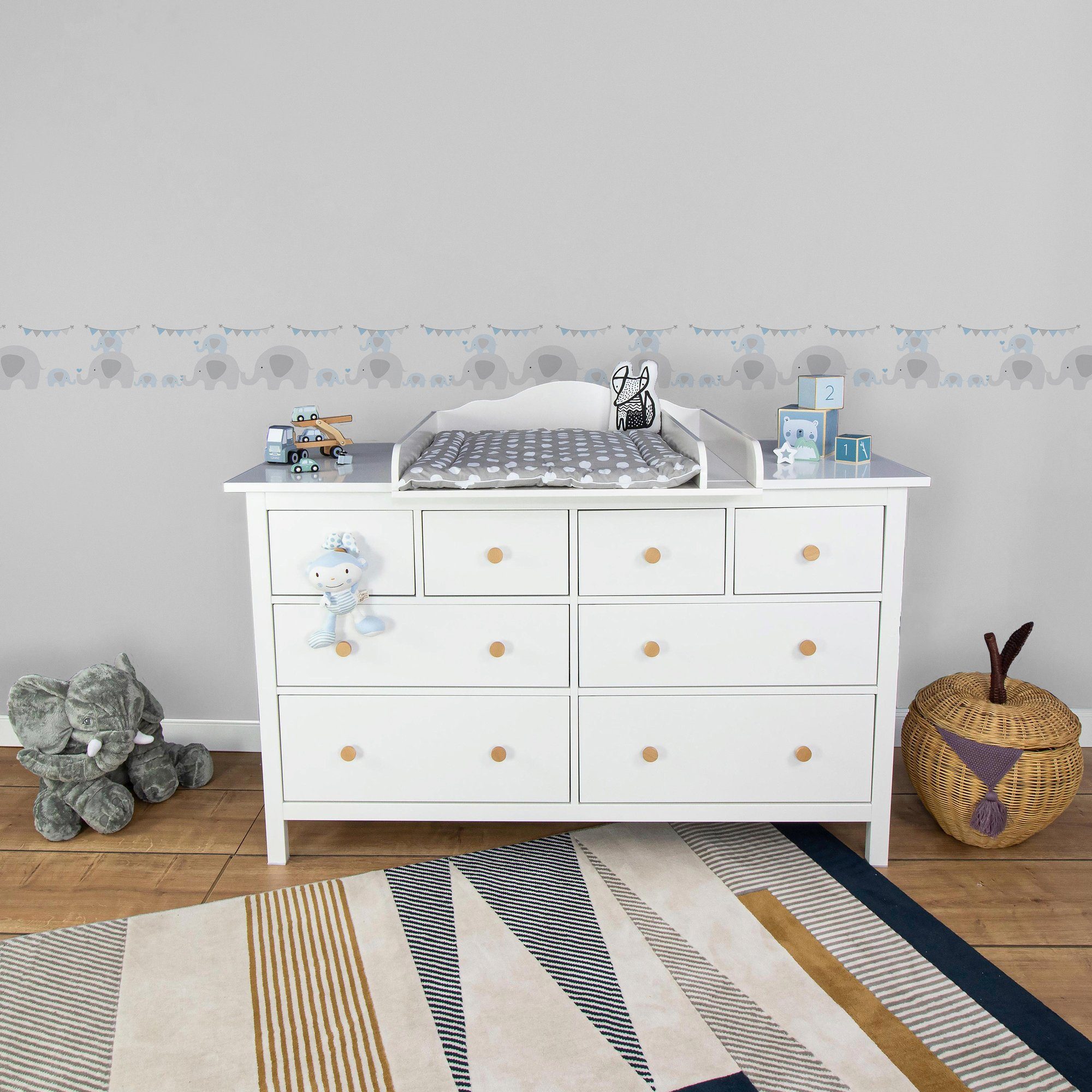 A.S. Création Bordüre Elephant Party, glatt, abstrakt, naturalistisch, Motiv, Tapete Kinder Borte Wohnzimmer Schlafzimmer Küche Design Kinderzimmer