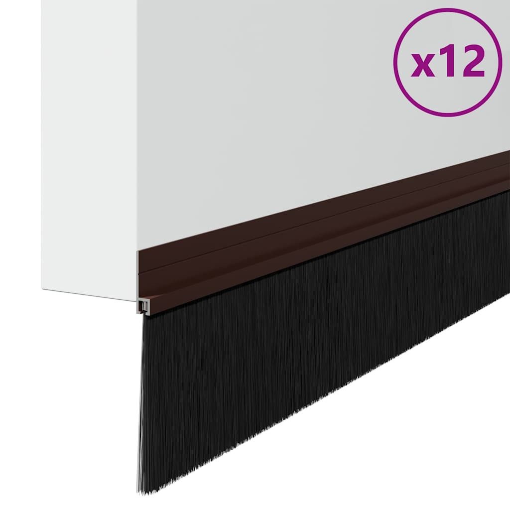vidaXL Drückergarnitur Selbstklebende Türbürstendichtungen 12 pcs Braun 100 cm, 12-tlg.