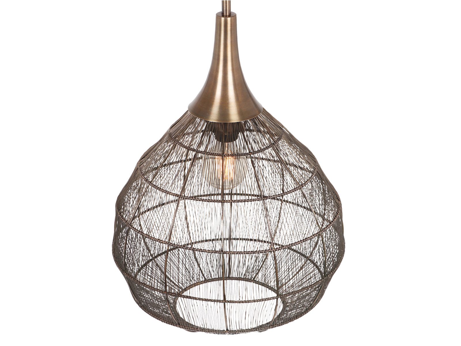 TRIO Leuchten LED Pendelleuchte, Dimmfunktion, LED wechselbar, warmweiß, groß-e Drahtgeflecht einflammig hängend Esstisch & Treppenhaus, Ø42cm