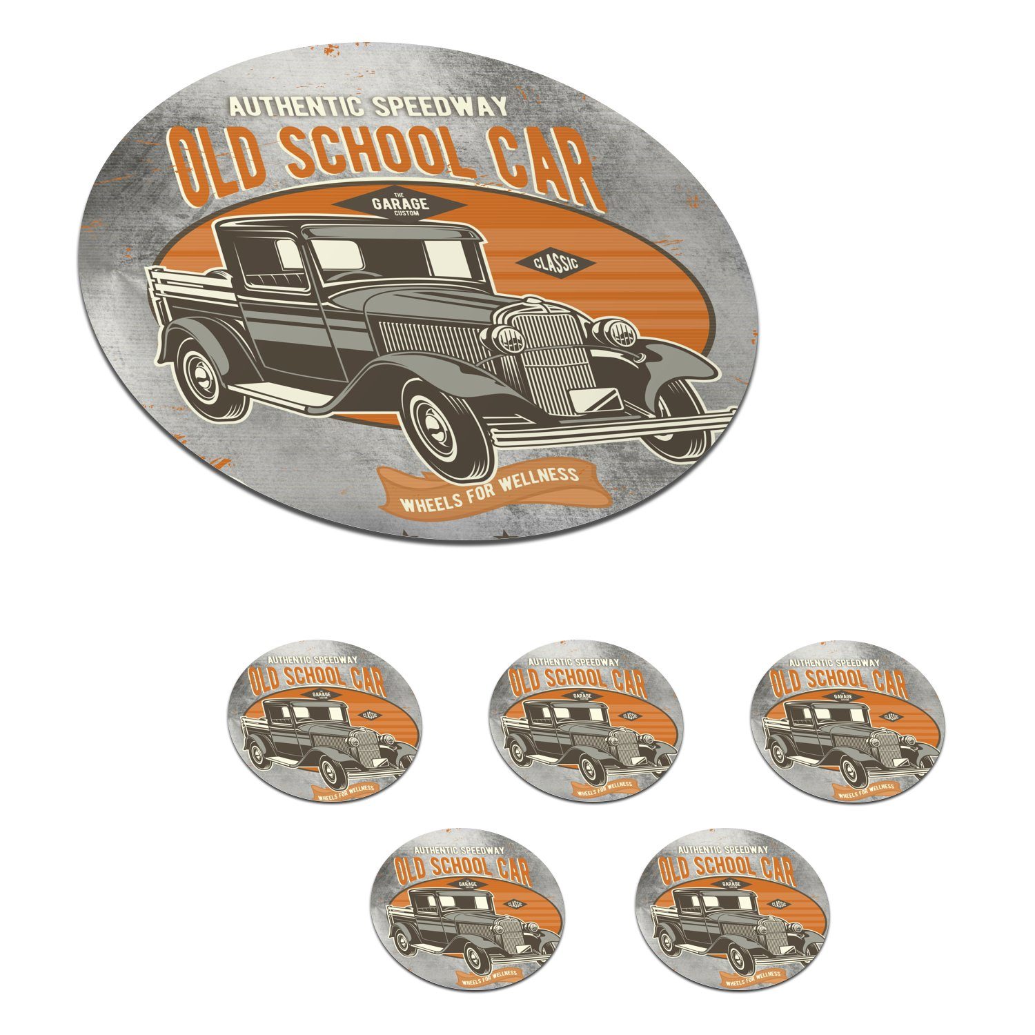 MuchoWow Glasuntersetzer Mancave - Auto - Retro - Oldtimer